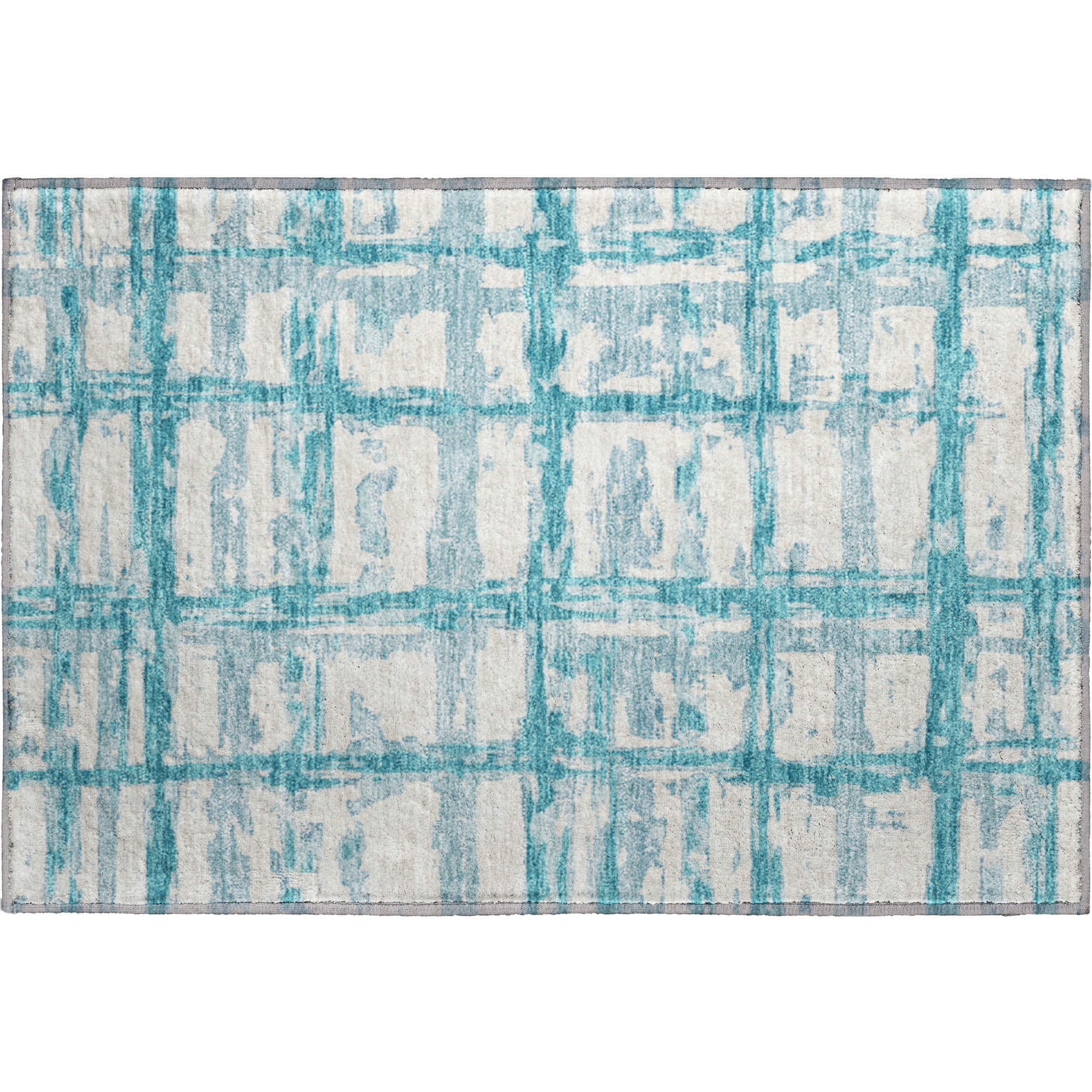 Chiang Mai Machine Washable Transitional Teal Rug 1'8" x 2'6" #shape_Rectangle
