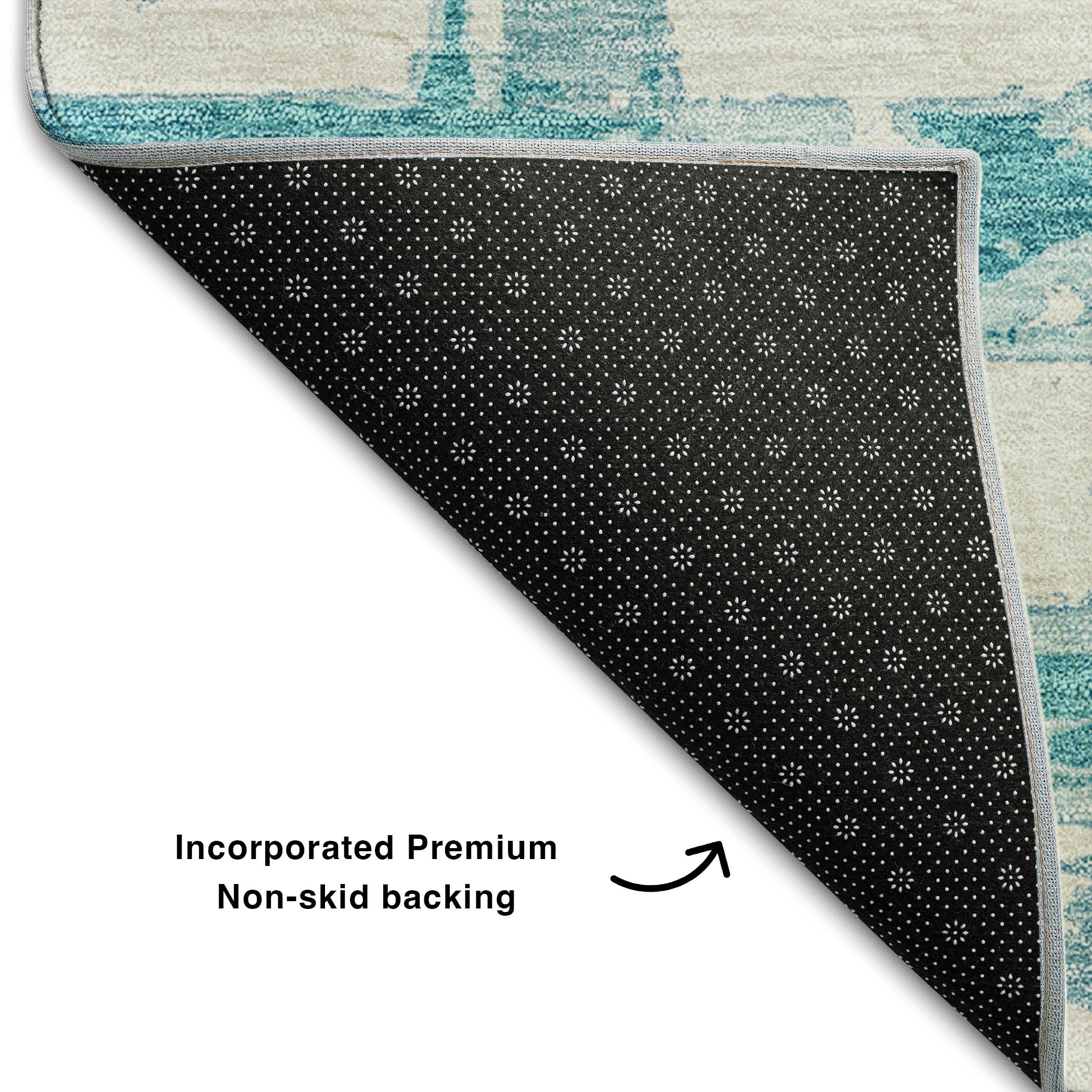 Chiang Mai Machine Washable Transitional Teal Rug 1'8" x 2'6" #shape_Rectangle