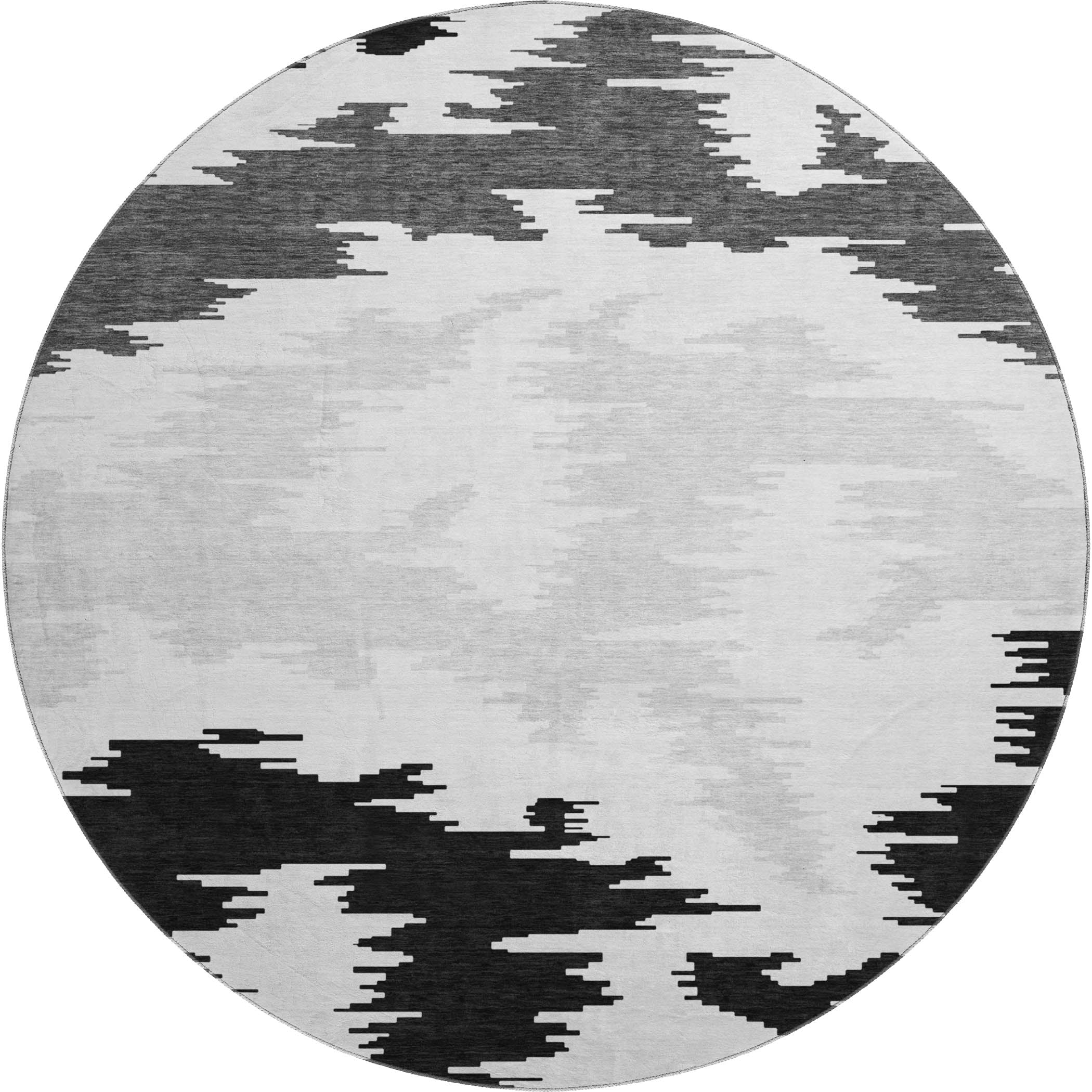 Florence Machine Washable Transitional Black Rug 8' x 8' #shape_Round