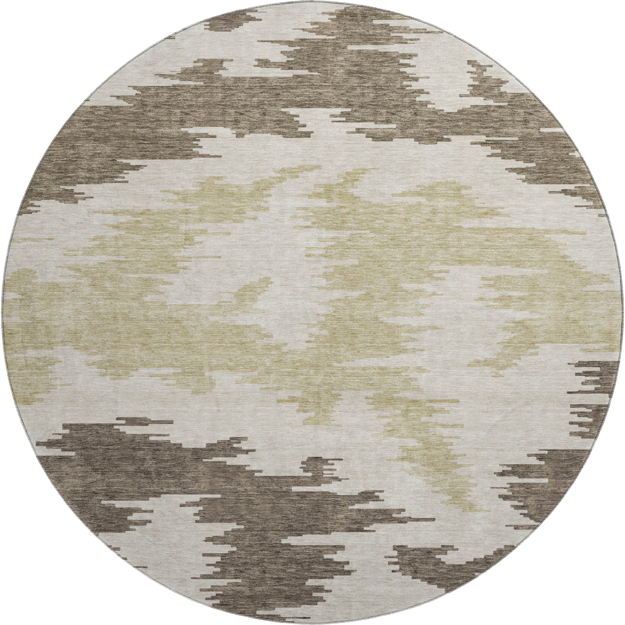 Florence Machine Washable Transitional Chocolate Brown Rug 8' x 8' #shape_Round