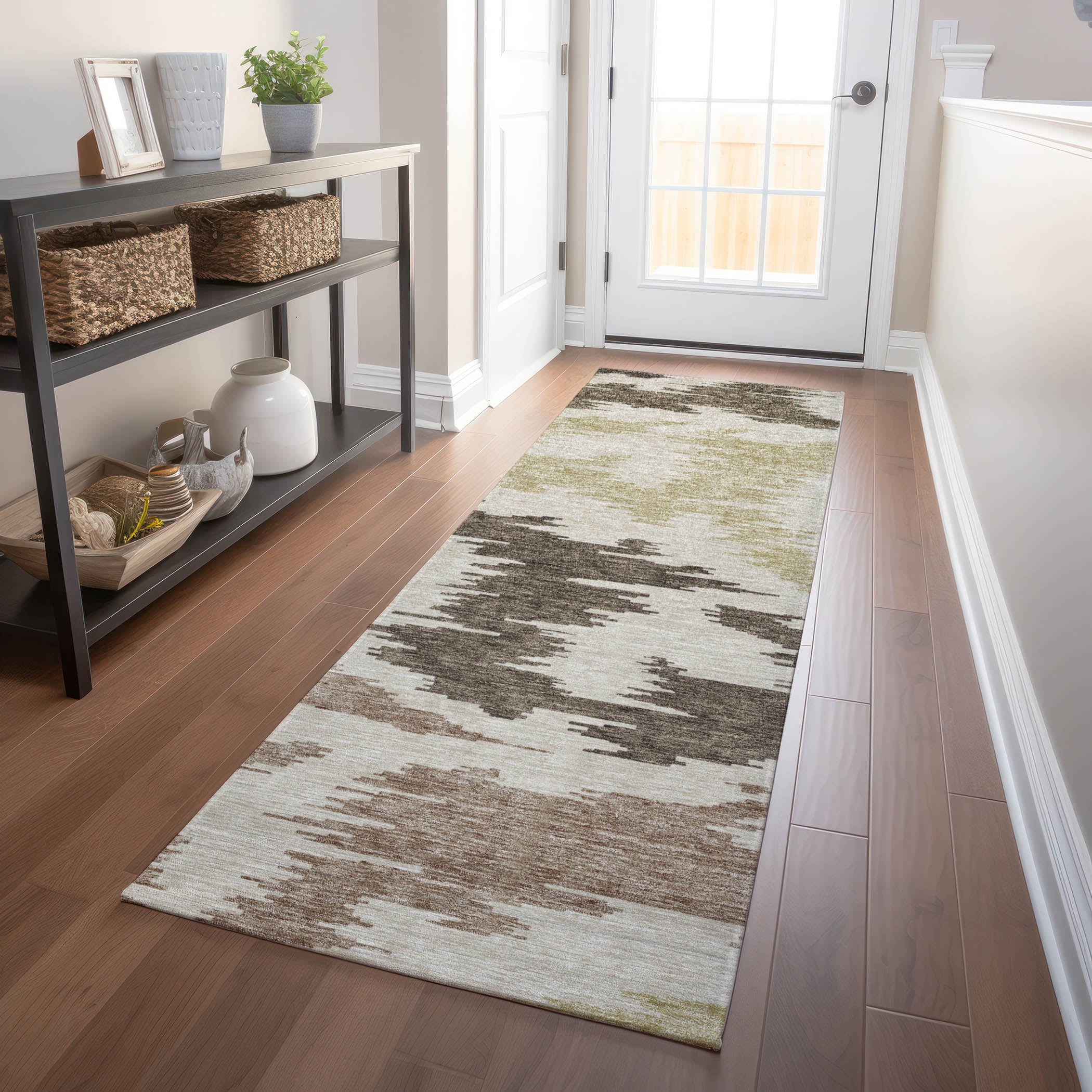 Florence Machine Washable Transitional Chocolate Brown Rug 2'3" x 7'6" #shape_Runner
