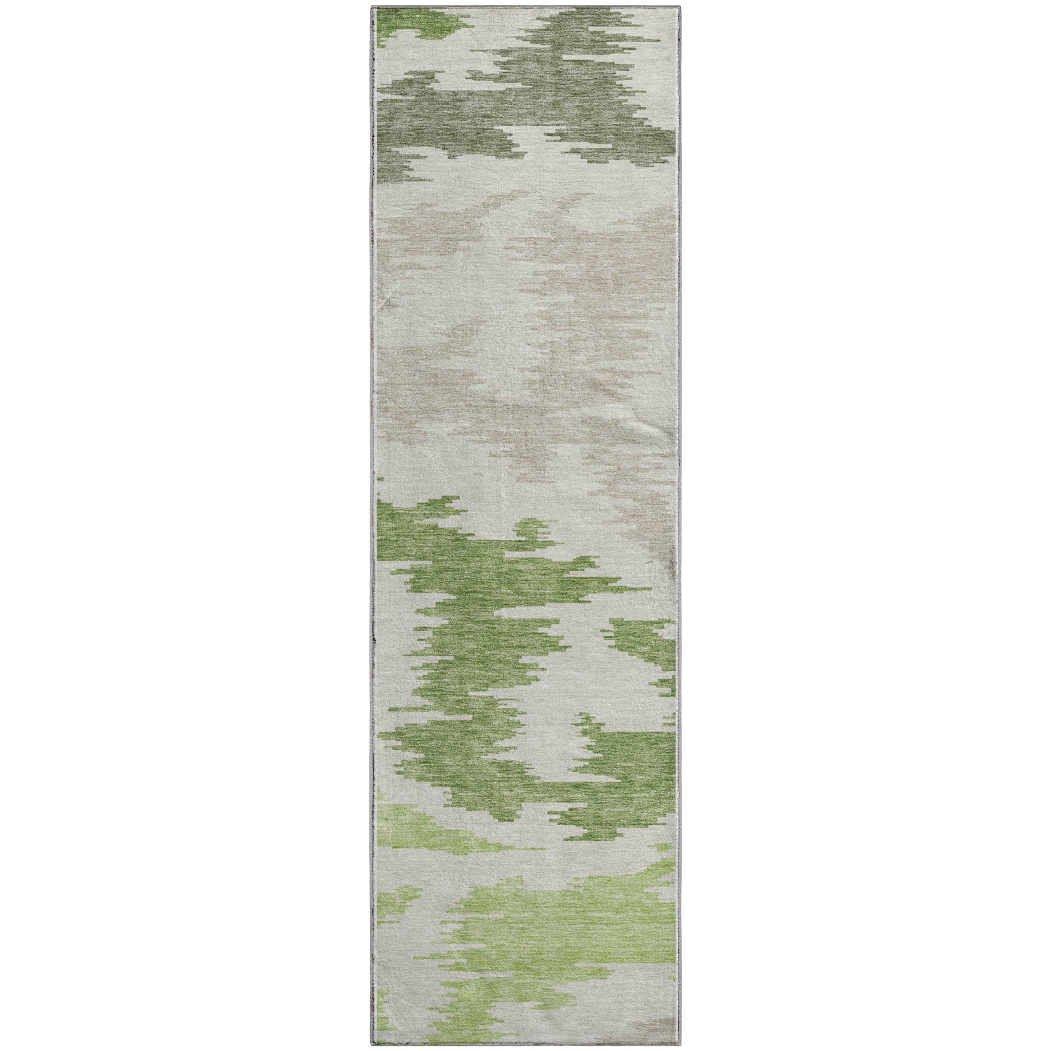 Florence Machine Washable Transitional Green Rug 2'3" x 7'6" #shape_Runner