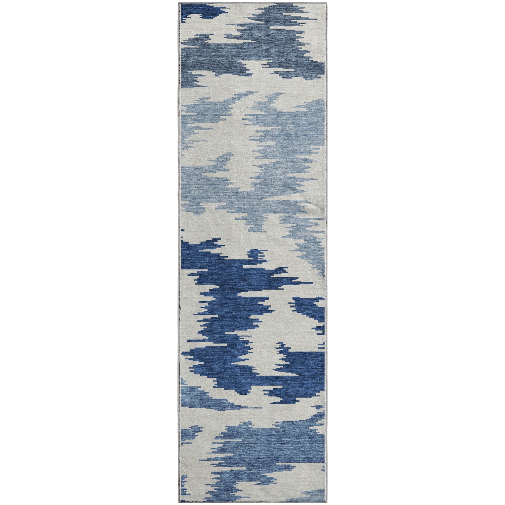 Florence Machine Washable Transitional Navy Blue Rug 2'3" x 7'6" #shape_Runner