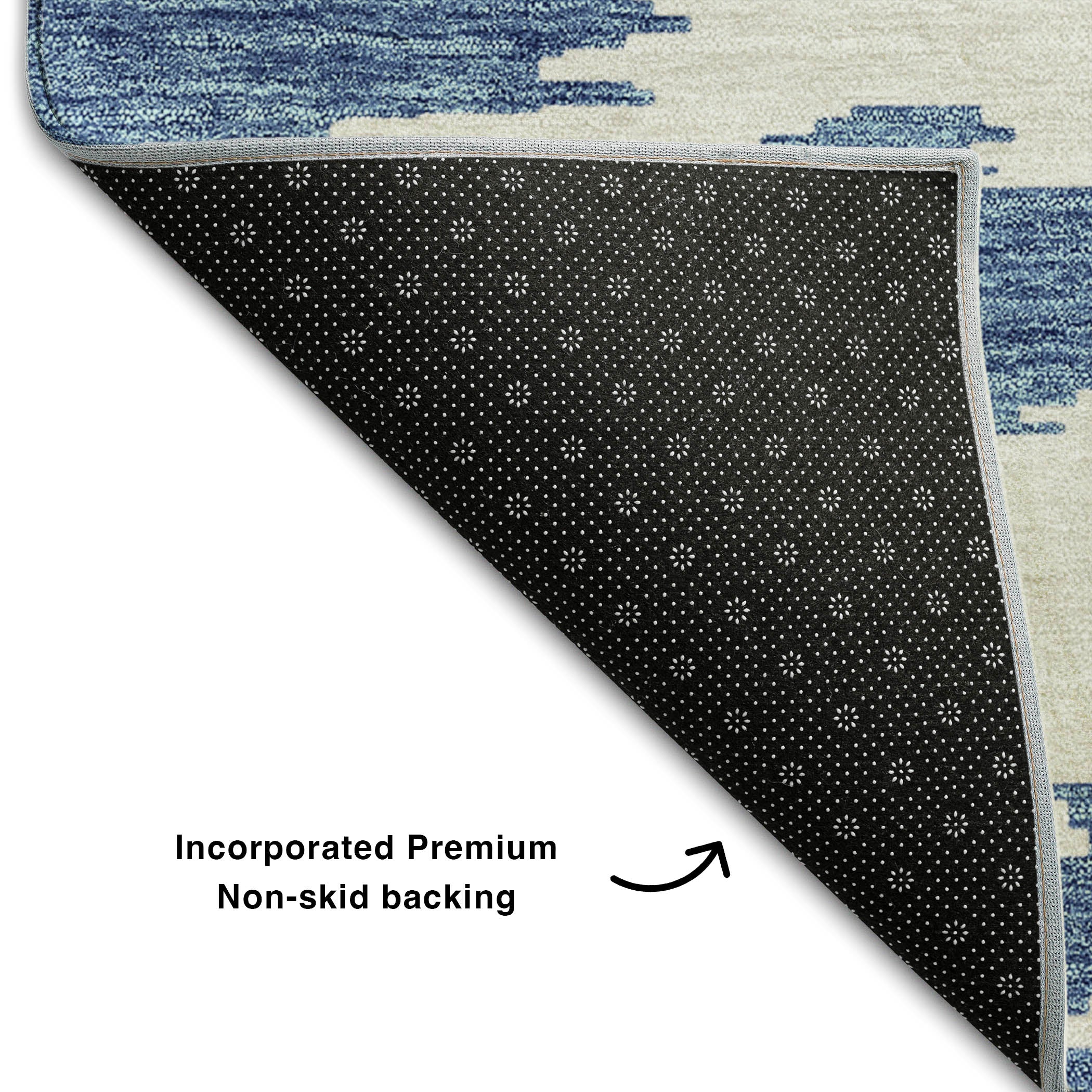 Florence Machine Washable Transitional Navy Blue Rug 1'8" x 2'6" #shape_Rectangle