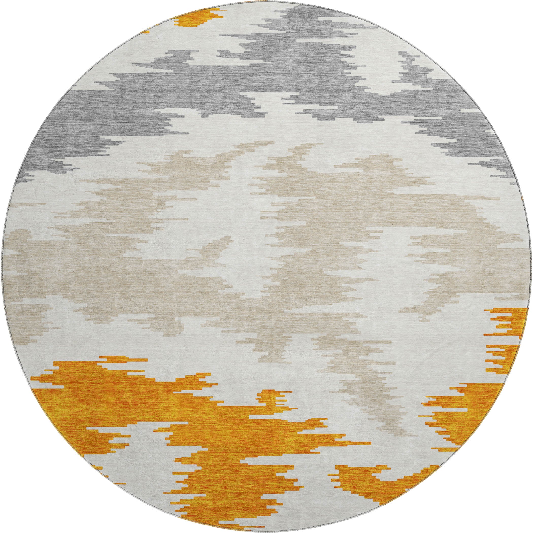 Florence Machine Washable Transitional Orange Rug 8' x 8' #shape_Round
