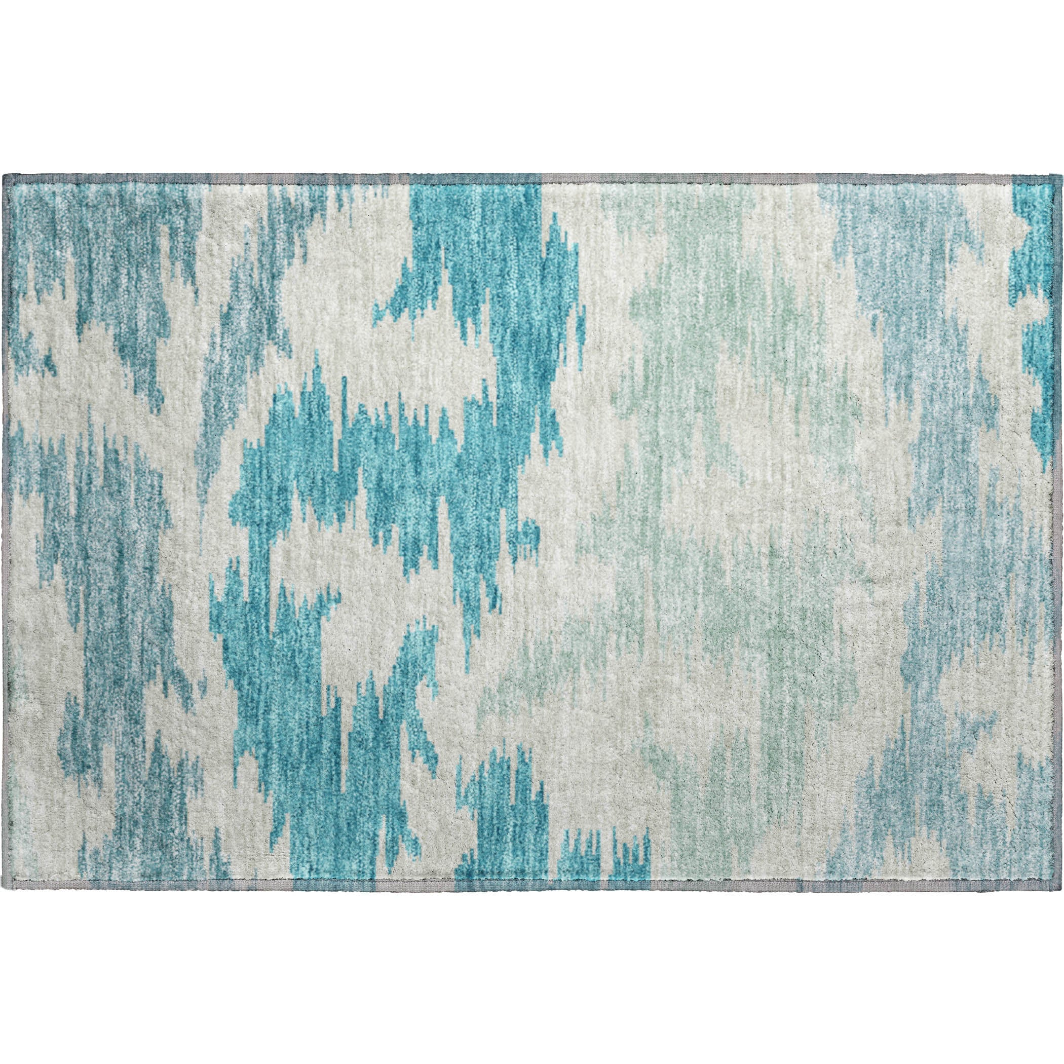 Florence Machine Washable Transitional Teal Rug 1'8" x 2'6" #shape_Rectangle