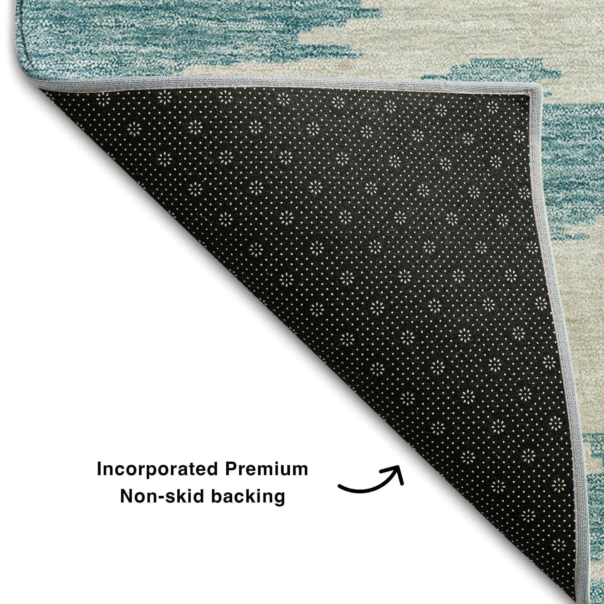 Florence Machine Washable Transitional Teal Rug 1'8" x 2'6" #shape_Rectangle