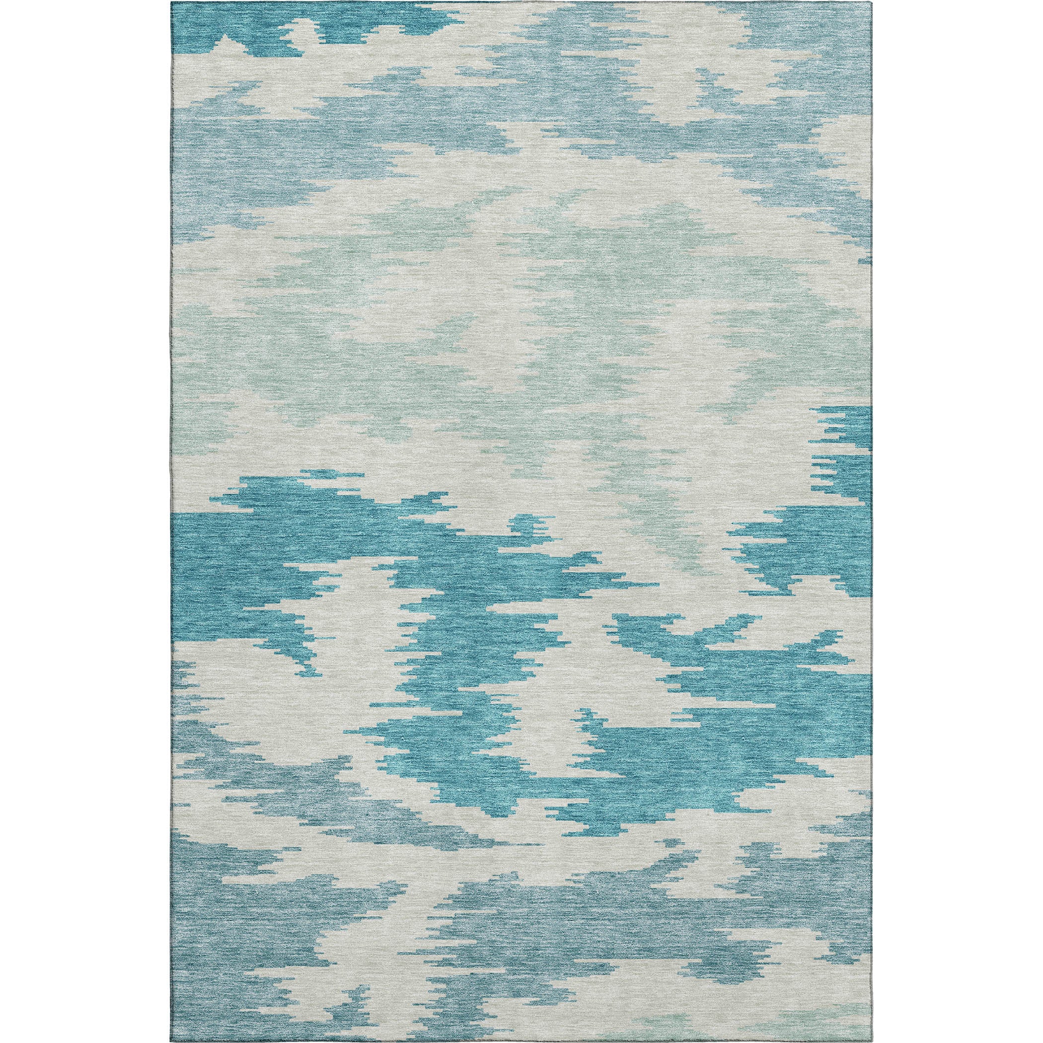 Florence Machine Washable Transitional Teal Rug 2'6" x 3'10" #shape_Rectangle
