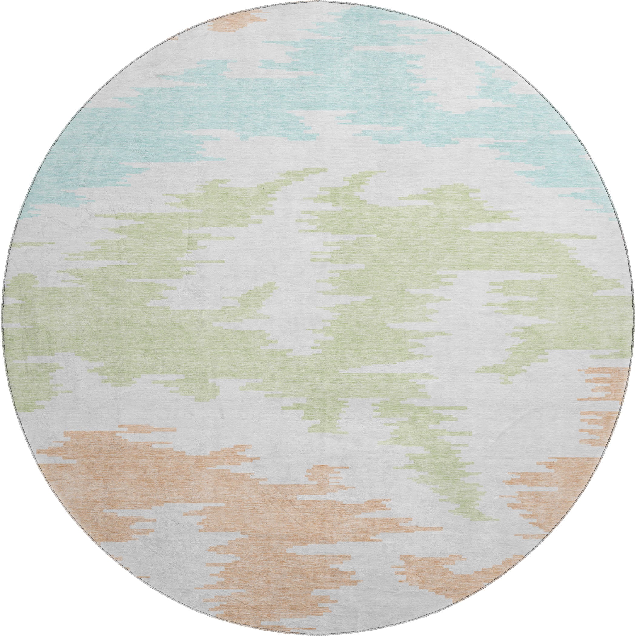 Florence Machine Washable Transitional White Ivory Rug 8' x 8' #shape_Round