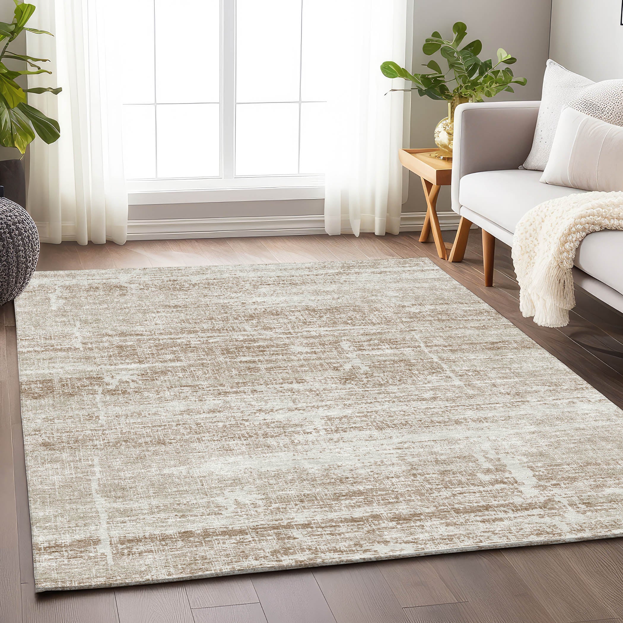Havana Machine Washable Transitional Beige Brown Rug 2'6" x 3'10" #shape_Rectangle