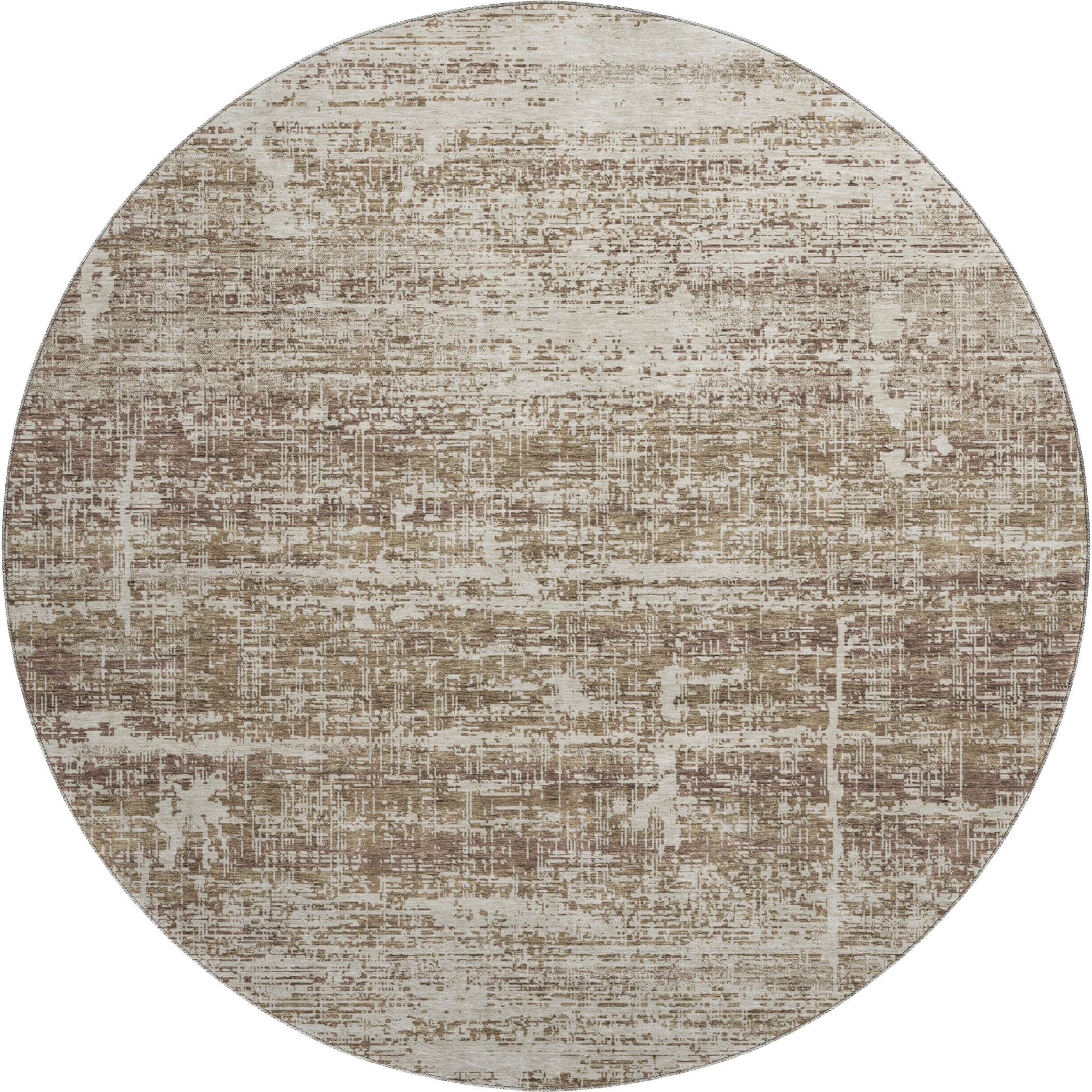 Havana Machine Washable Transitional Brown Rug 8' x 8' #shape_Round