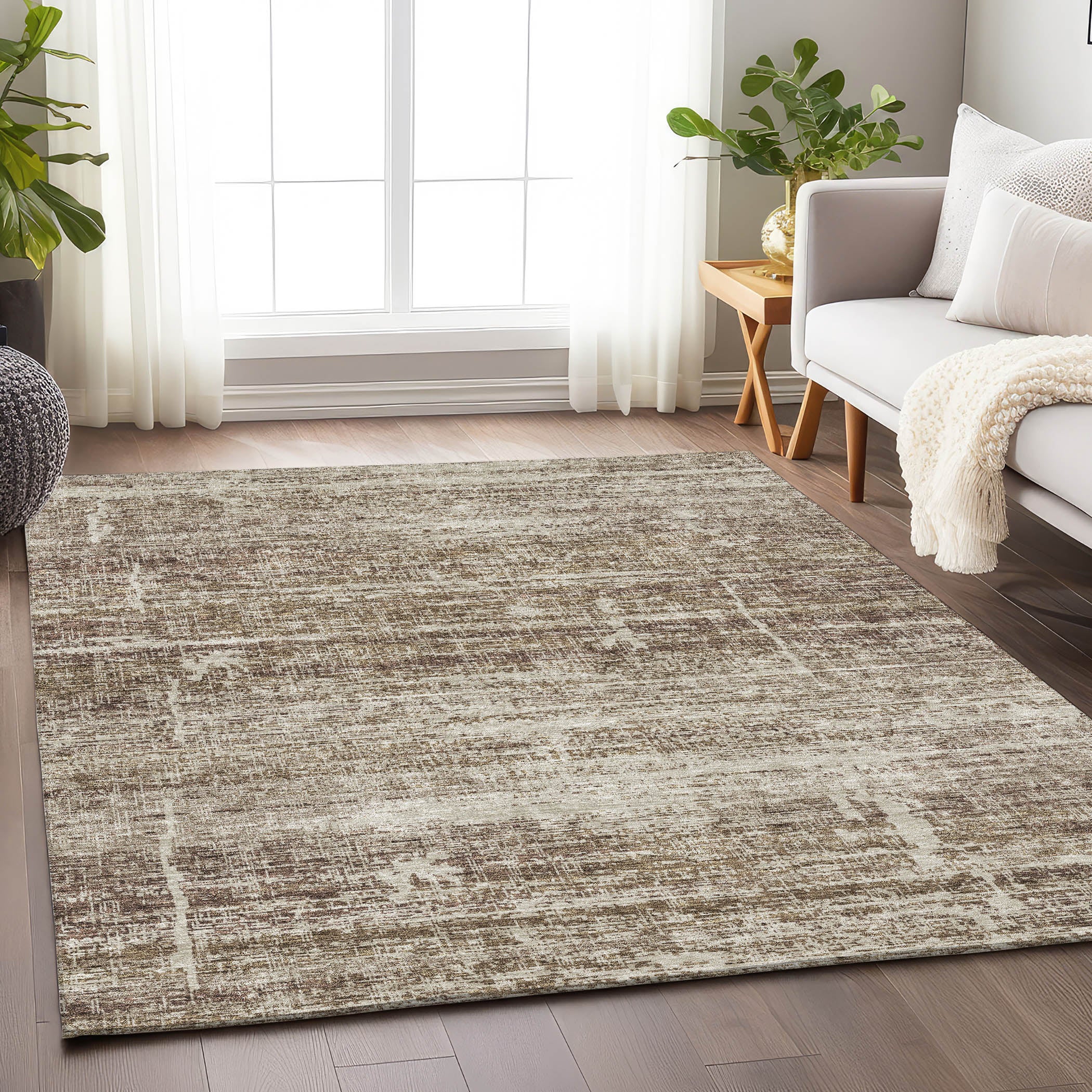 Havana Machine Washable Transitional Brown Rug 2'6" x 3'10" #shape_Rectangle