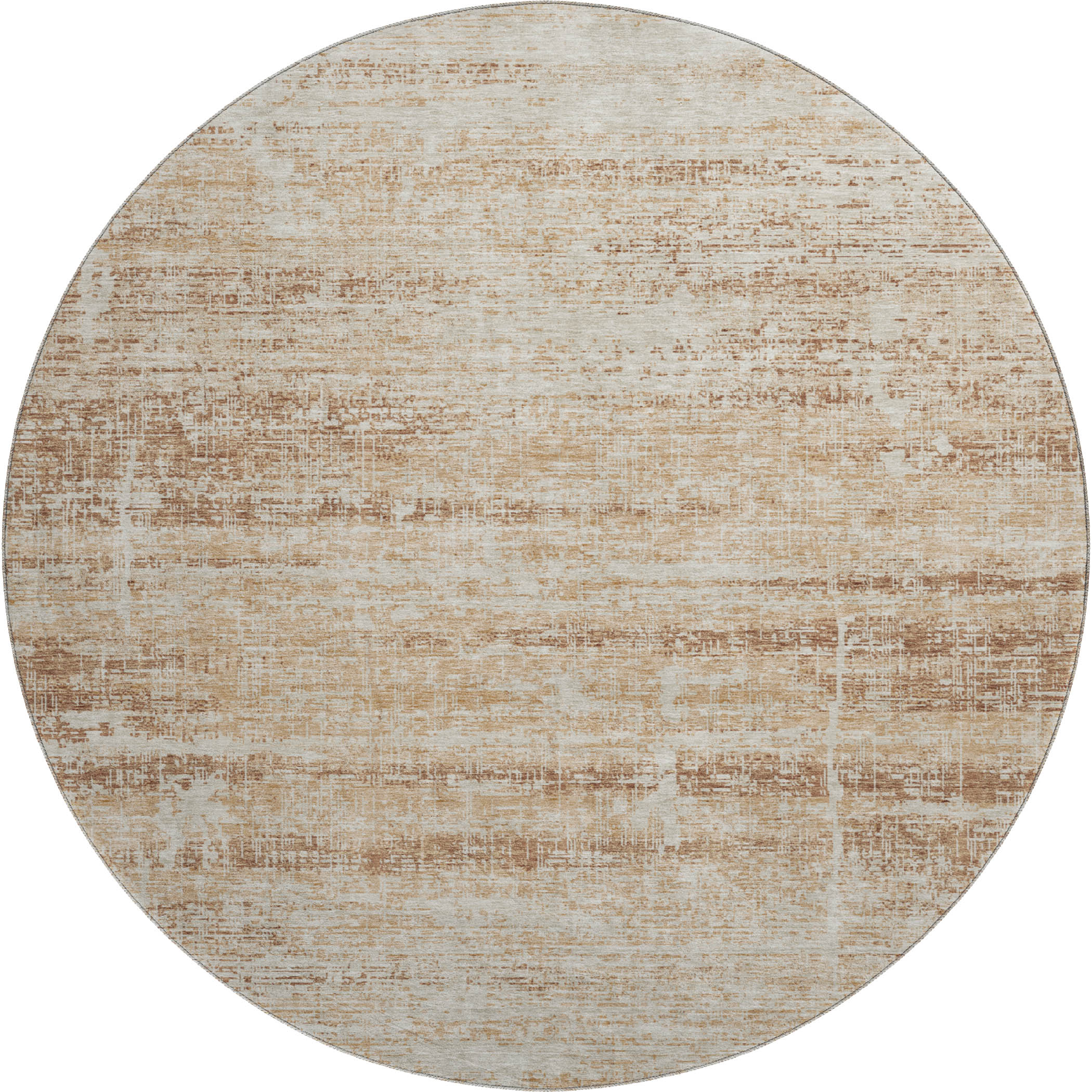 Havana Machine Washable Transitional Copper Orange Rug 8' x 8' #shape_Round