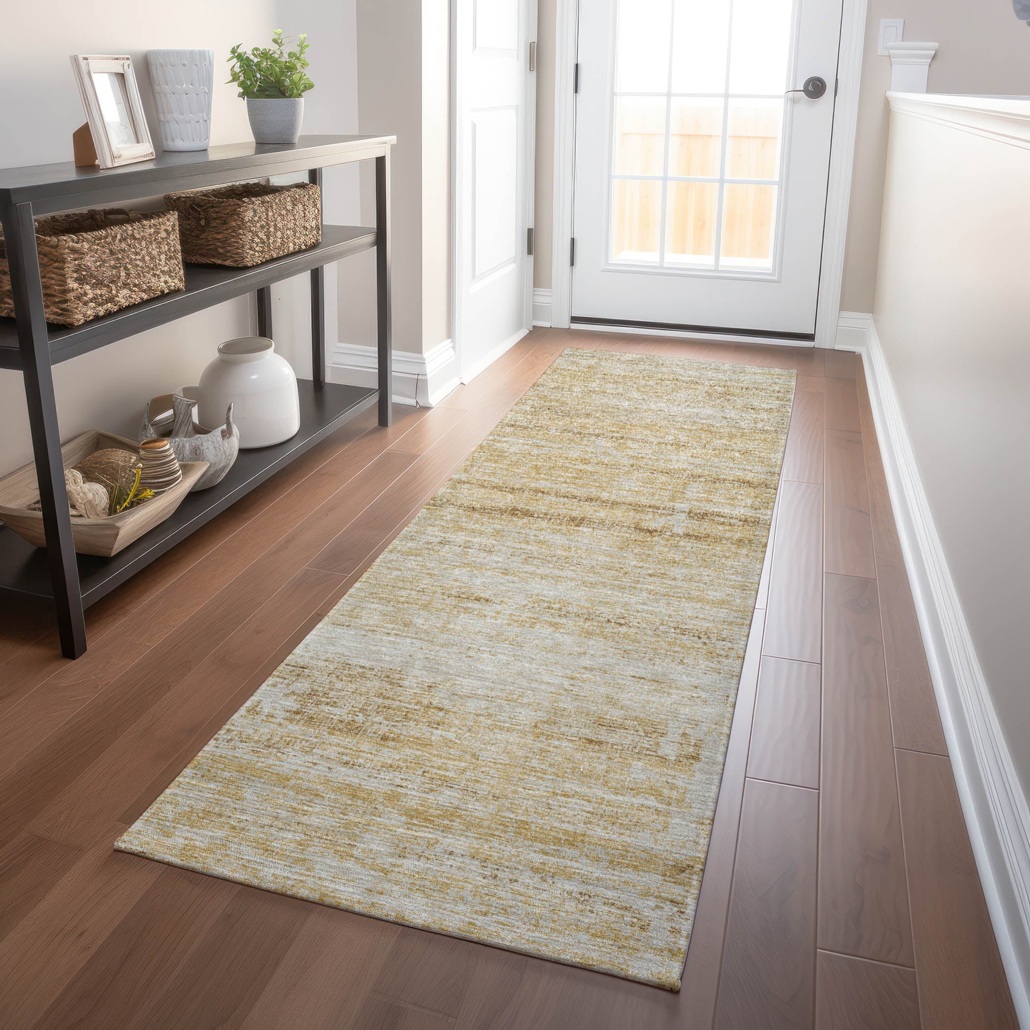 Havana Machine Washable Transitional Gold Rug 2'3" x 7'6" #shape_Runner