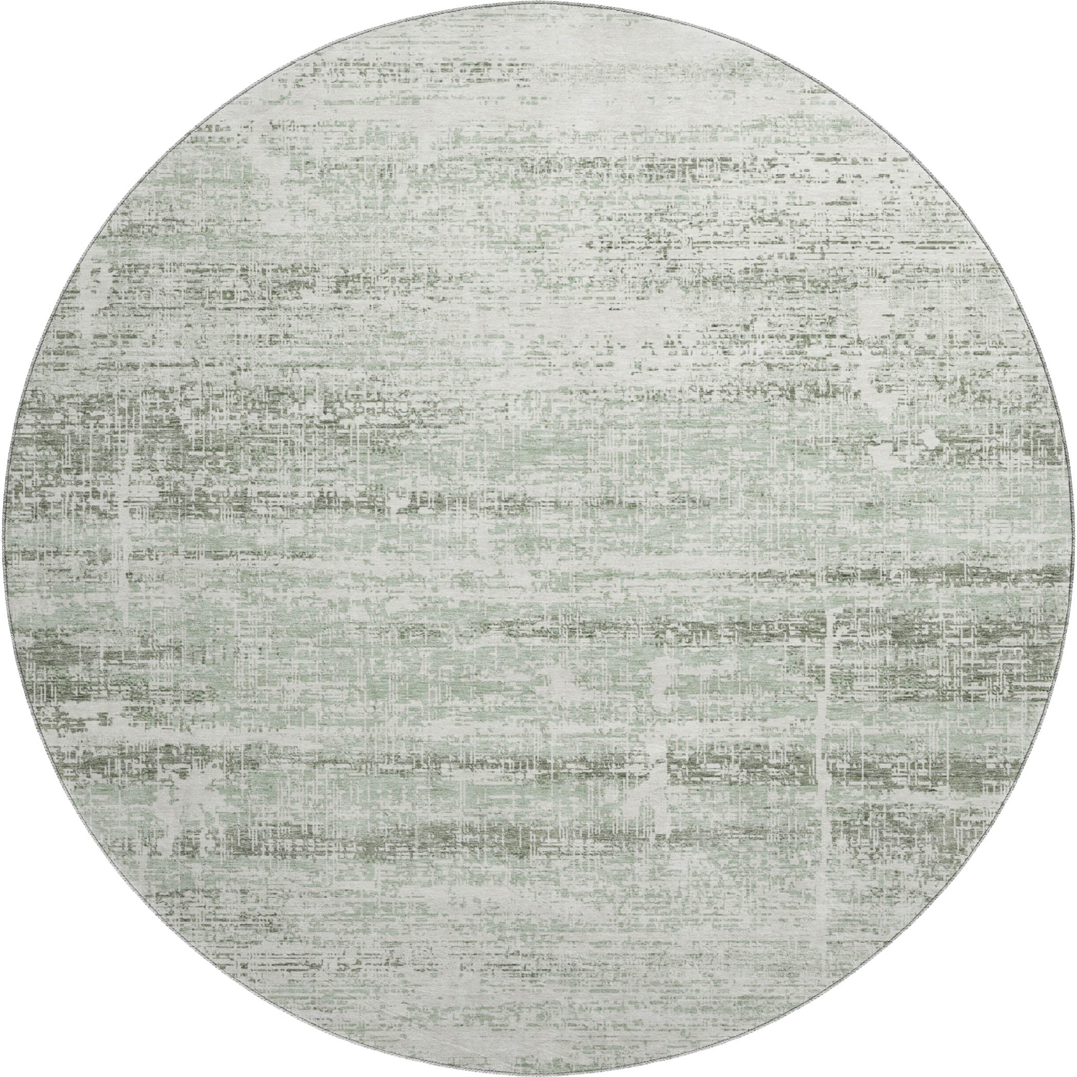 Havana Machine Washable Transitional Sage Green Rug 8' x 8' #shape_Round