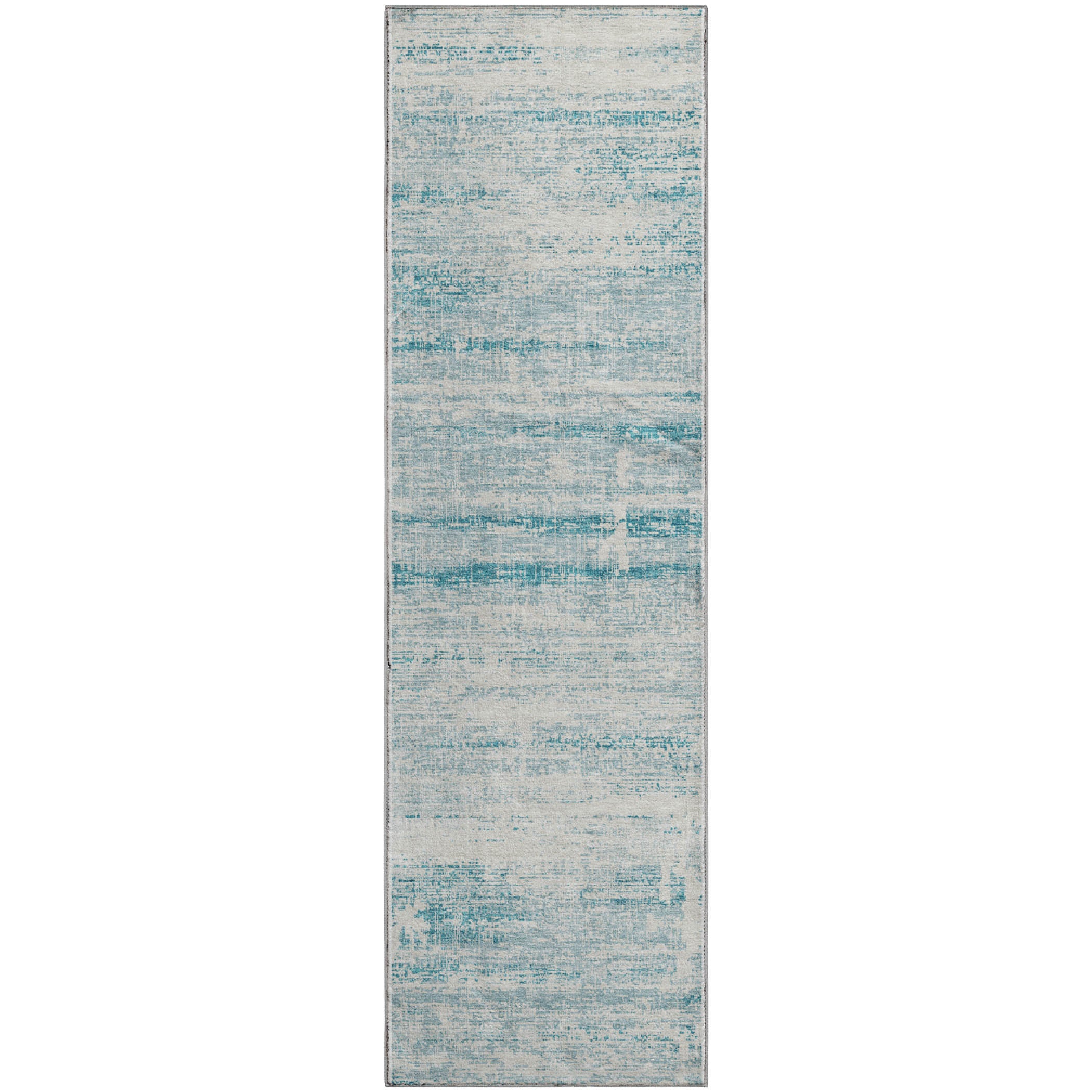 Havana Machine Washable Transitional Teal Rug 2'3" x 7'6" #shape_Runner