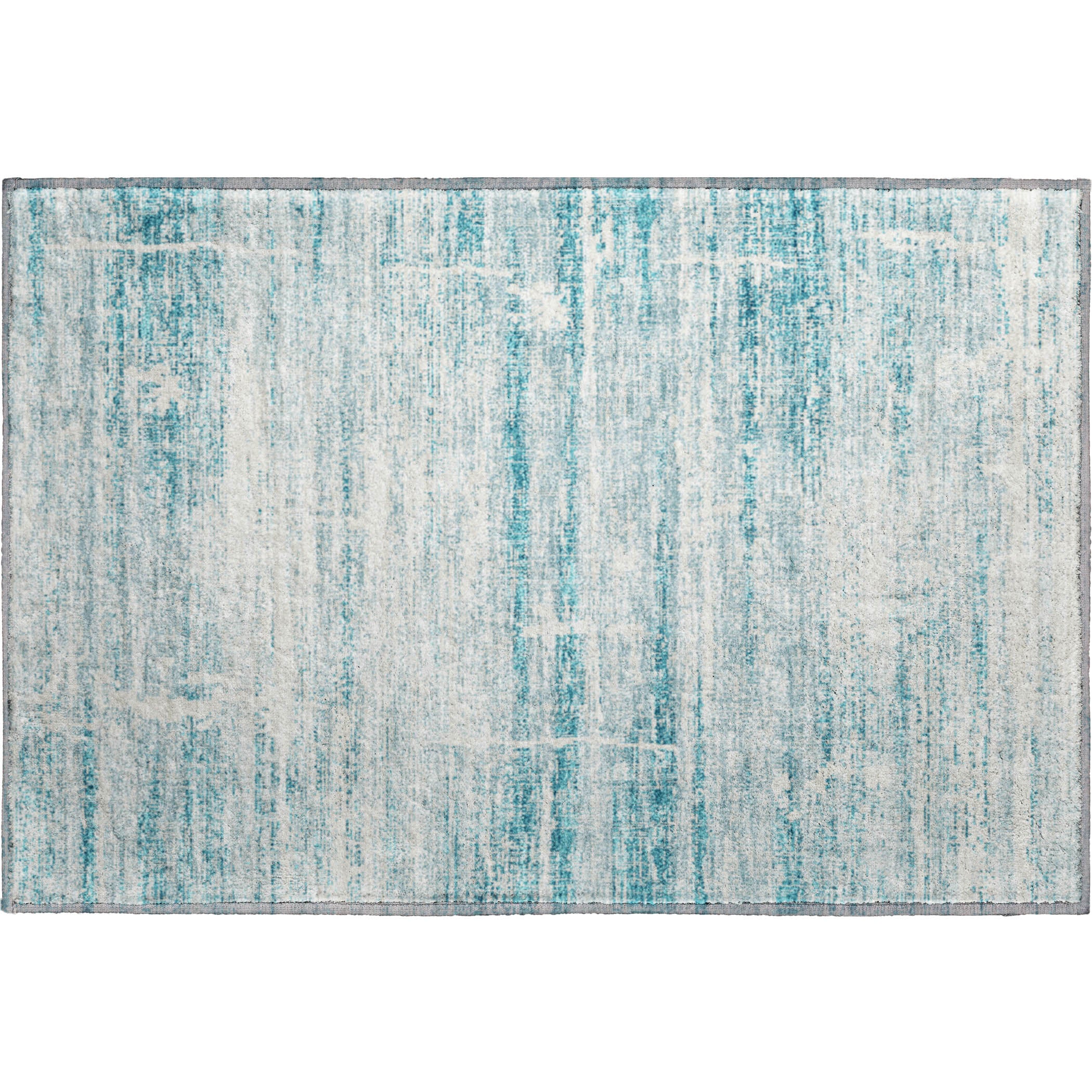Havana Machine Washable Transitional Teal Rug 1'8" x 2'6" #shape_Rectangle