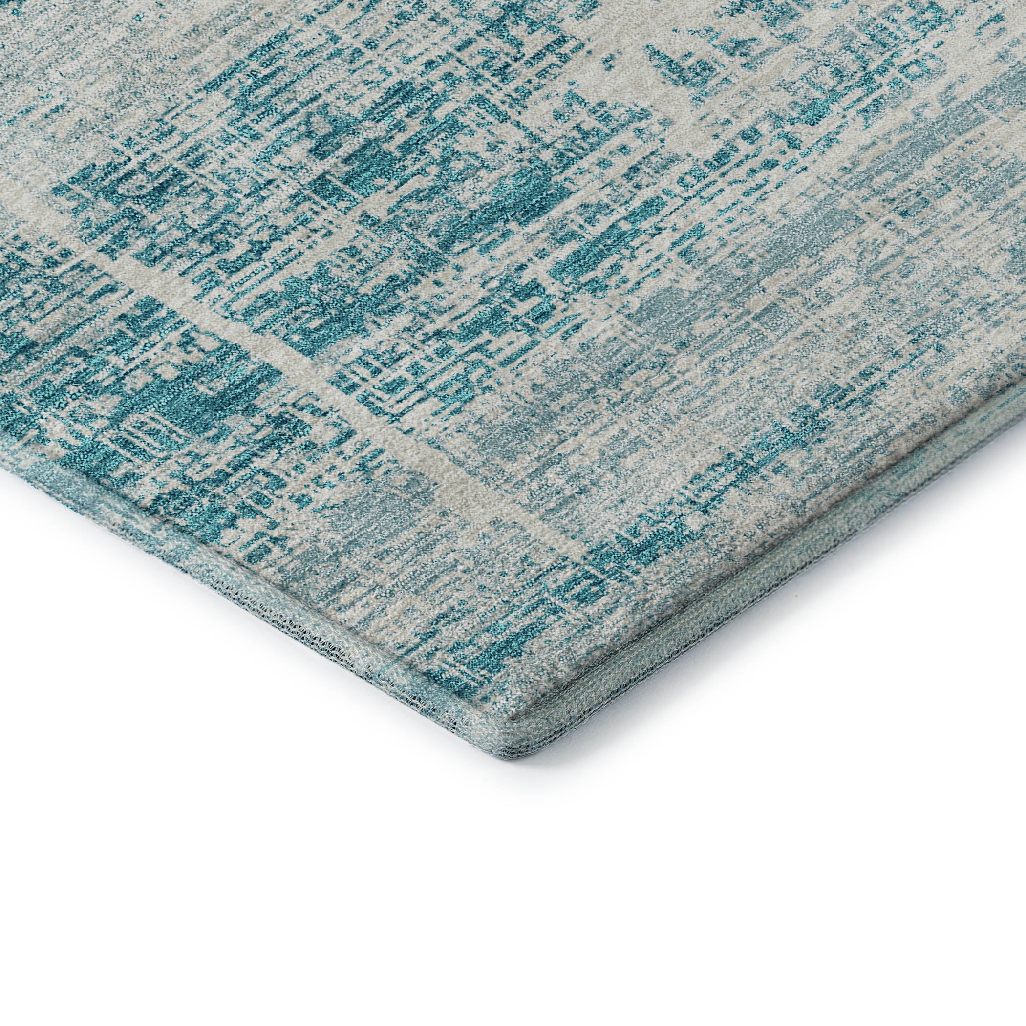 Havana Machine Washable Transitional Teal Rug 1'8" x 2'6" #shape_Rectangle