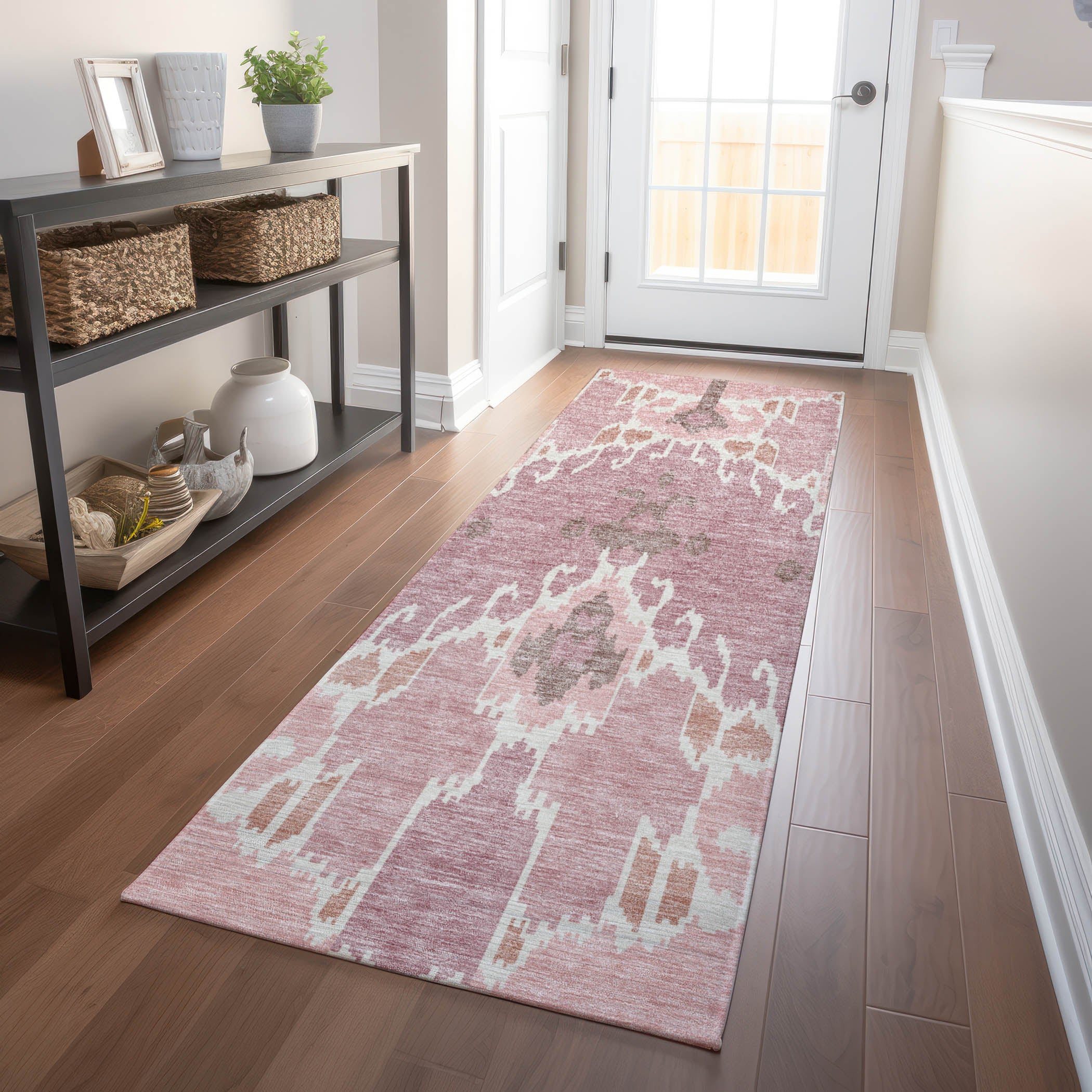 Mdina Machine Washable Transitional Blush Pink Rug 2'3" x 7'6" #shape_Runner