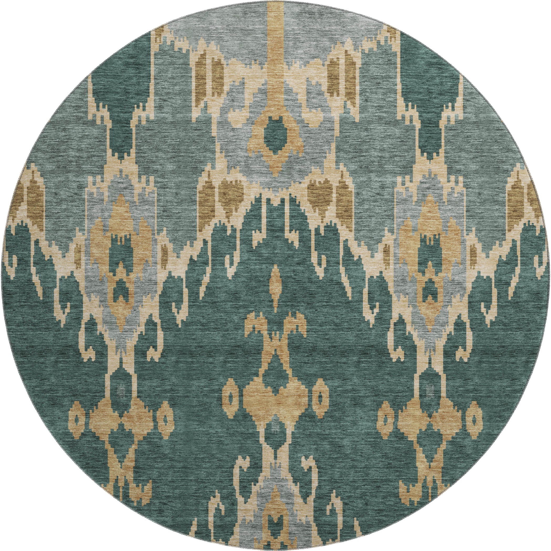 Mdina Machine Washable Transitional Cactus Green Rug 8' x 8' #shape_Round