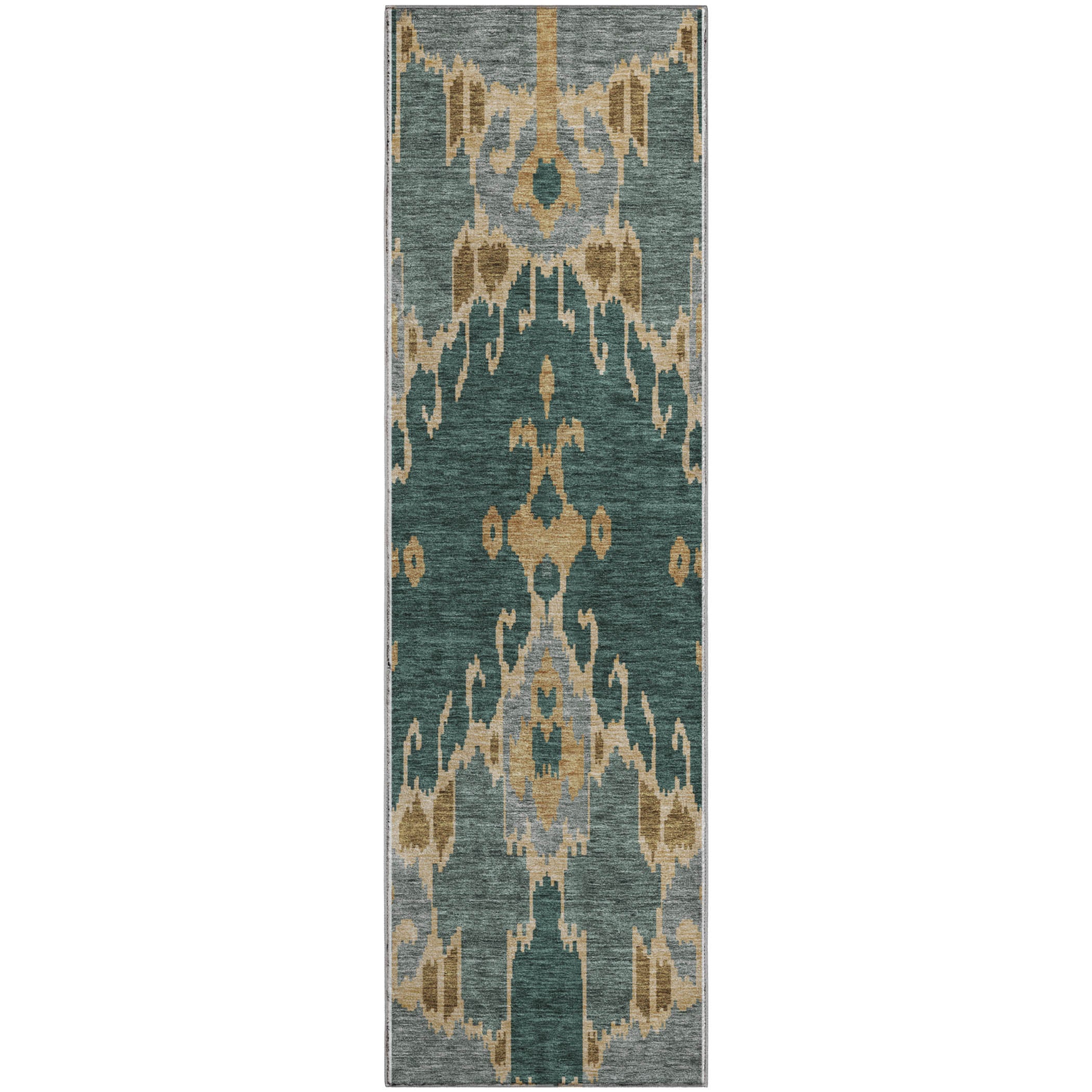 Mdina Machine Washable Transitional Cactus Green Rug 2'3" x 7'6" #shape_Runner