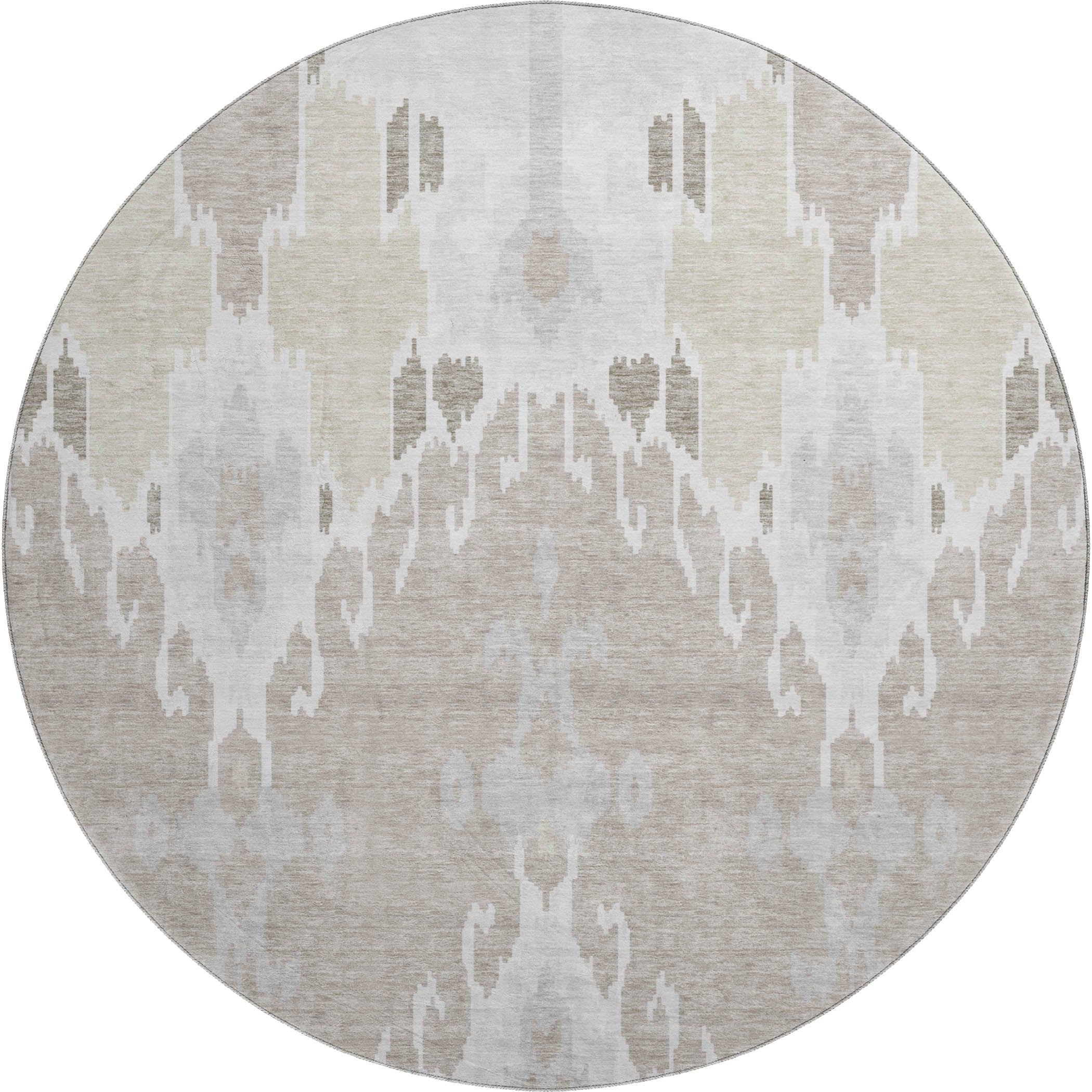 Mdina Machine Washable Transitional Ivory Rug 8' x 8' #shape_Round