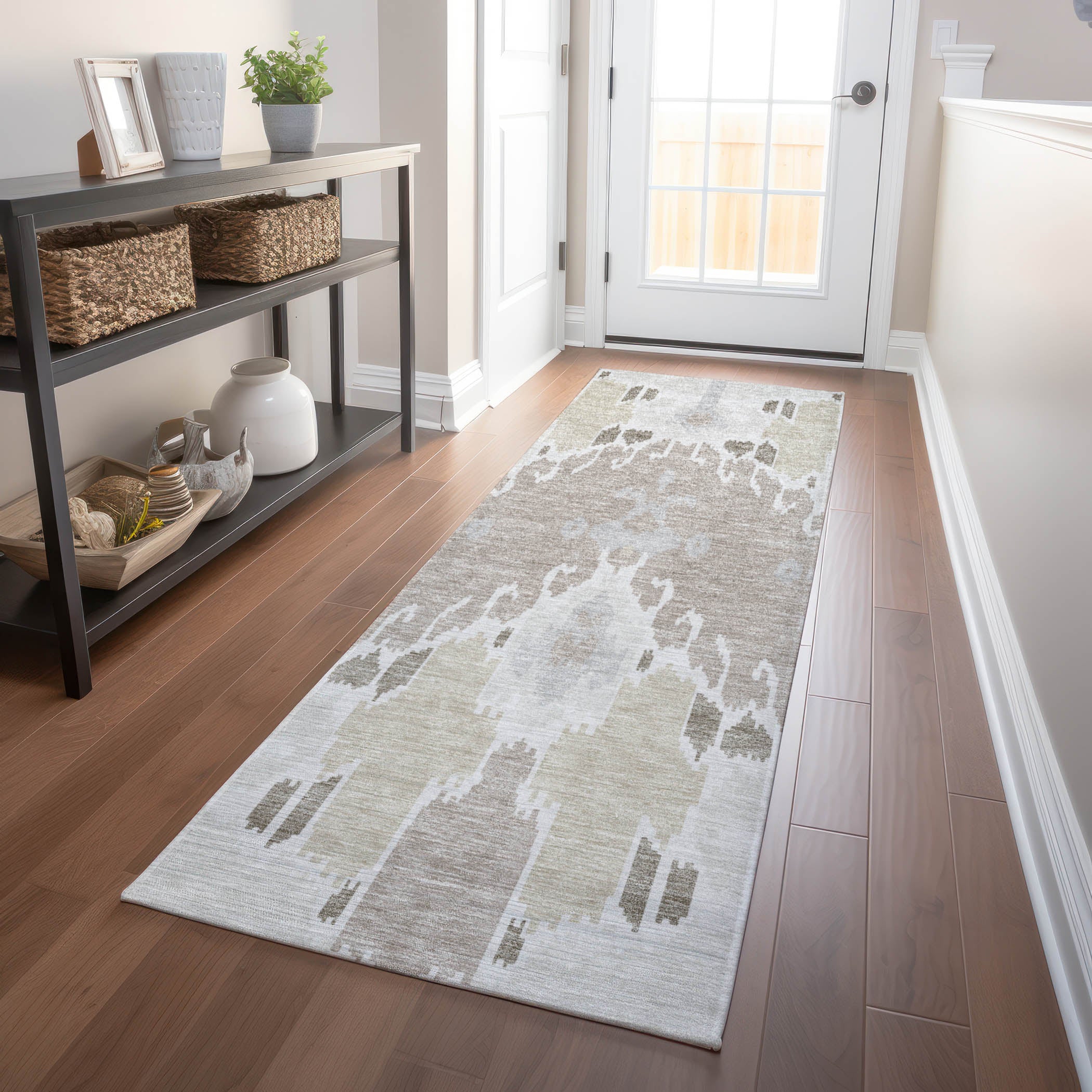Mdina Machine Washable Transitional Ivory Rug 2'3" x 7'6" #shape_Runner