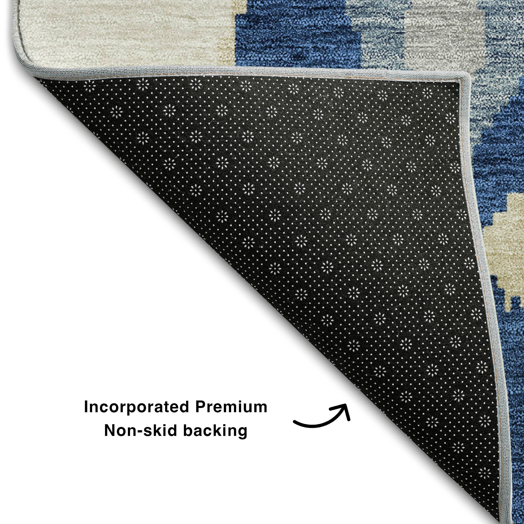 Mdina Machine Washable Transitional Navy Blue Rug 1'8" x 2'6" #shape_Rectangle
