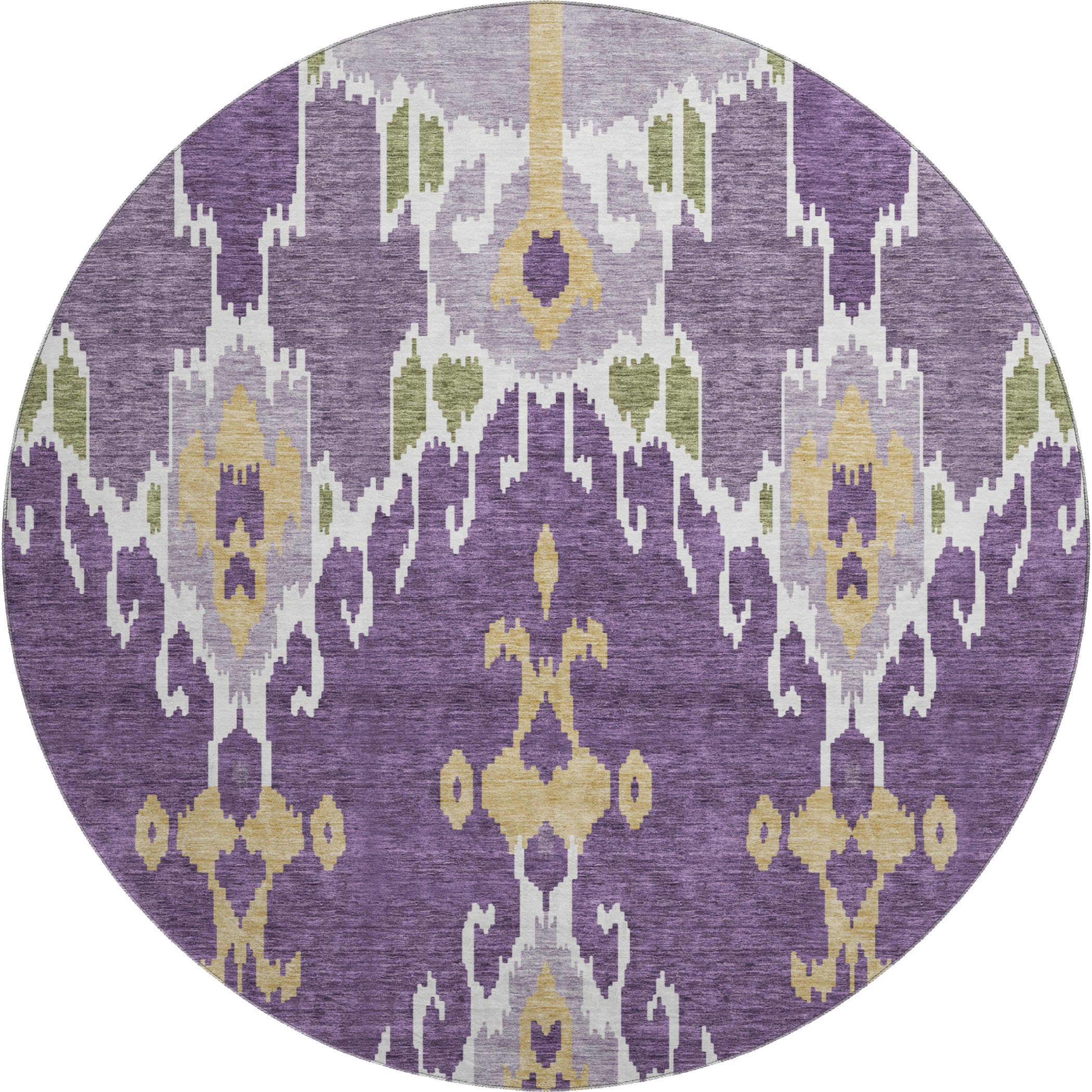Mdina Machine Washable Transitional Purple Rug 8' x 8' #shape_Round