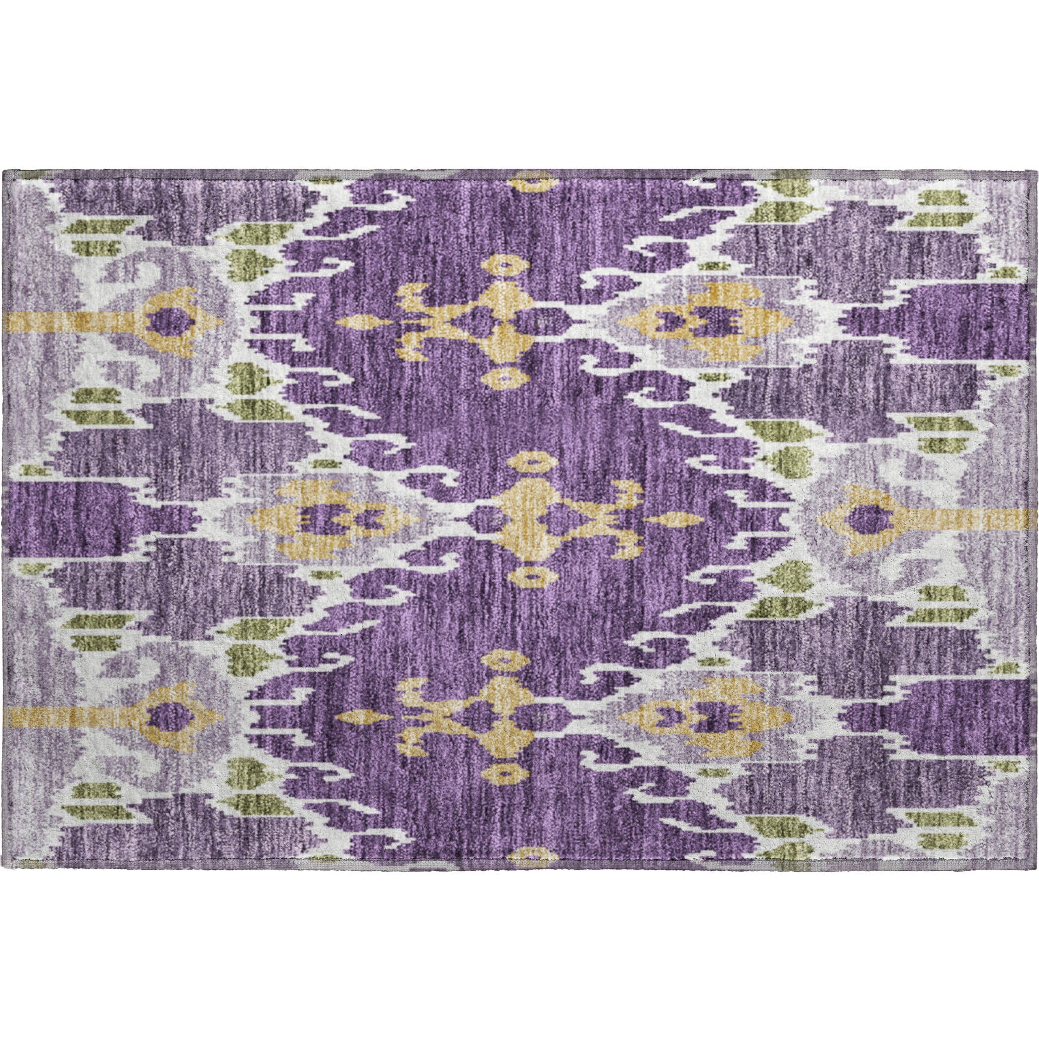 Mdina Machine Washable Transitional Purple Rug 1'8" x 2'6" #shape_Rectangle
