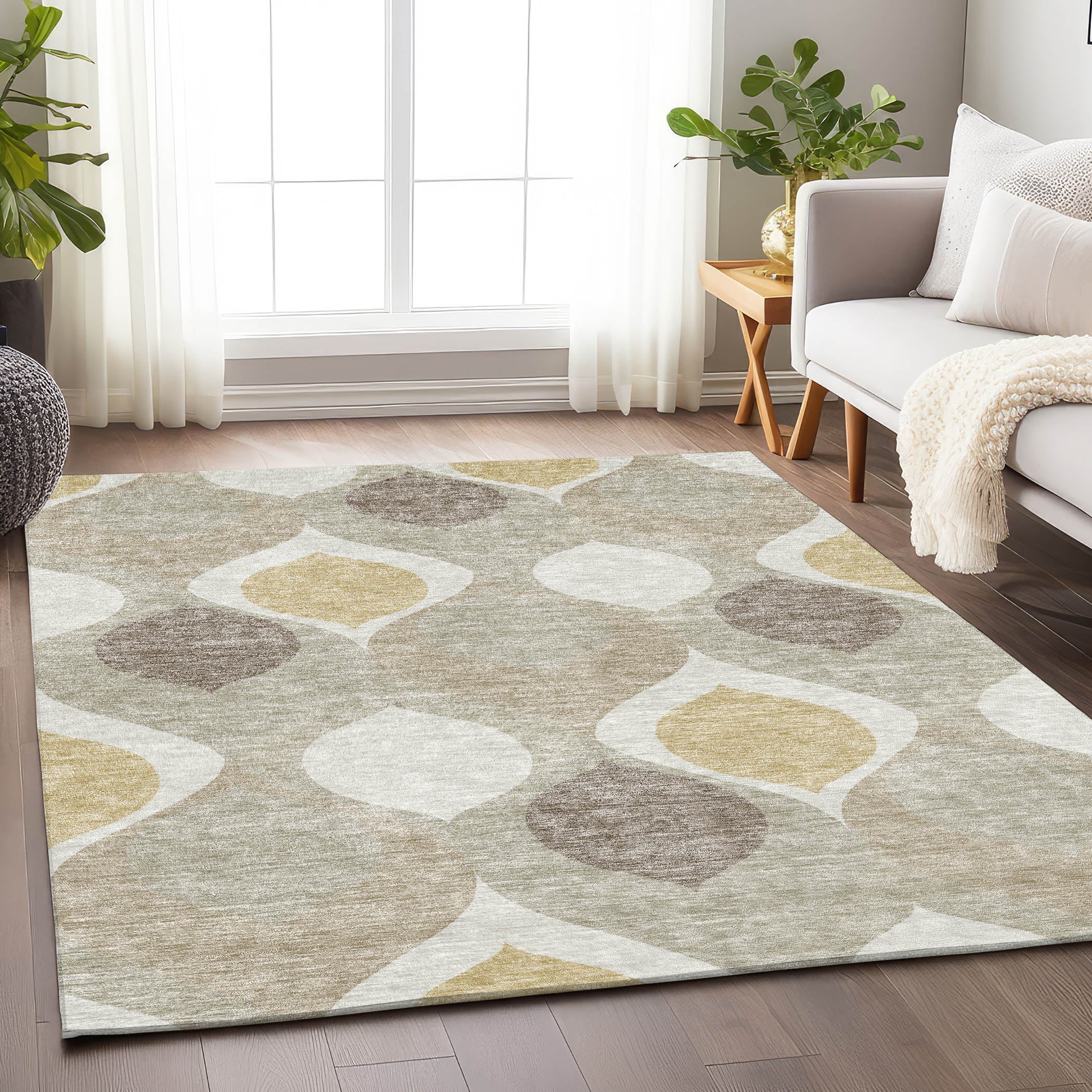 Tbilisi Machine Washable Transitional Beige Brown Rug 2'6" x 3'10" #shape_Rectangle