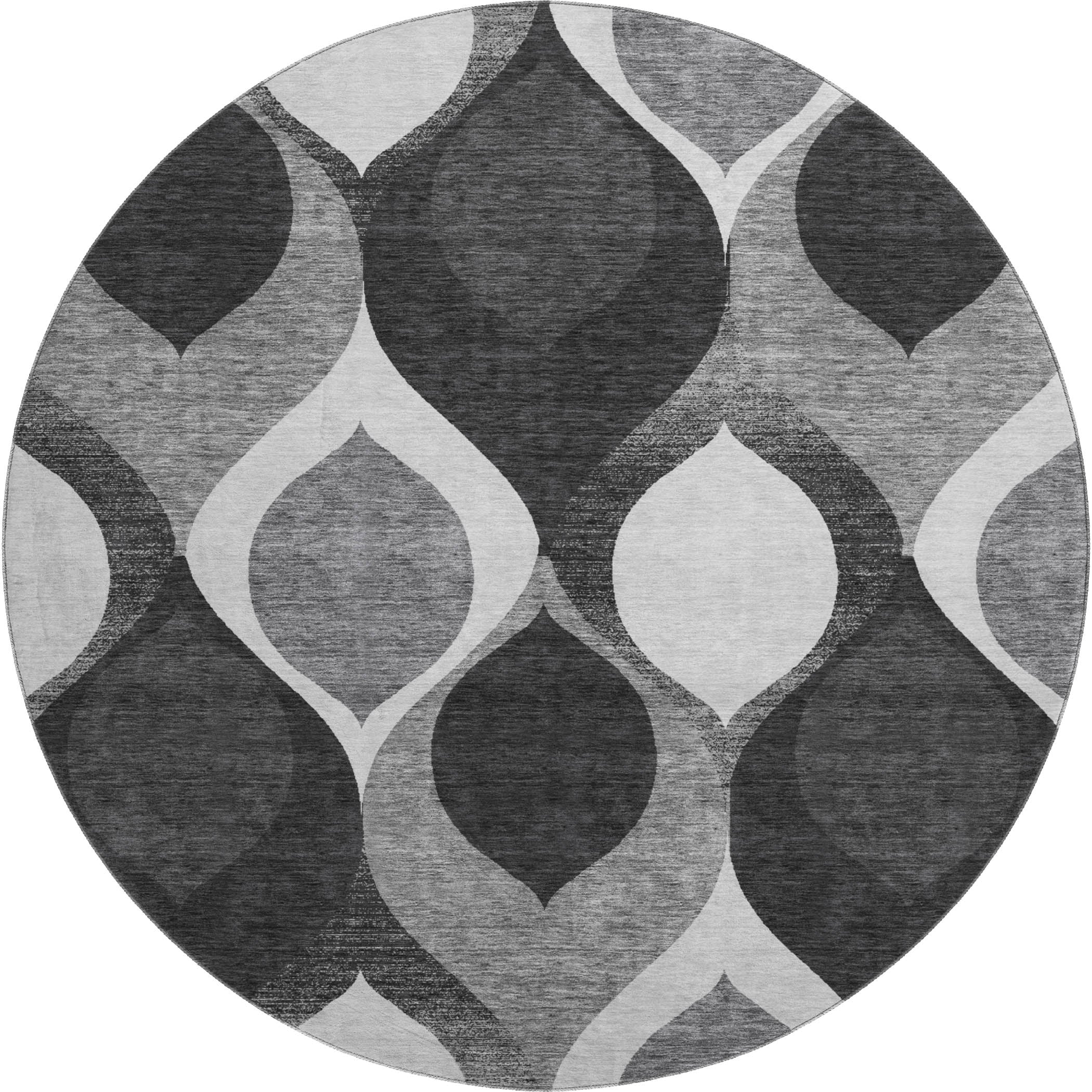 Tbilisi Machine Washable Transitional Black Rug 8' x 8' #shape_Round