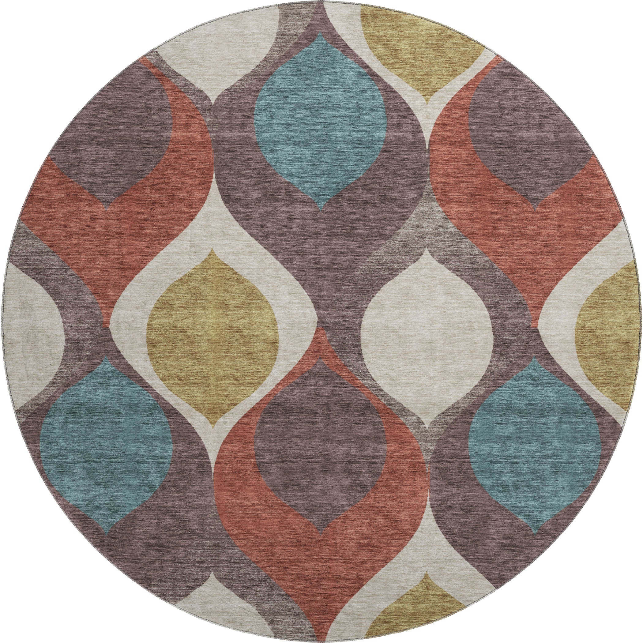 Tbilisi Machine Washable Transitional Brown Rug 8' x 8' #shape_Round