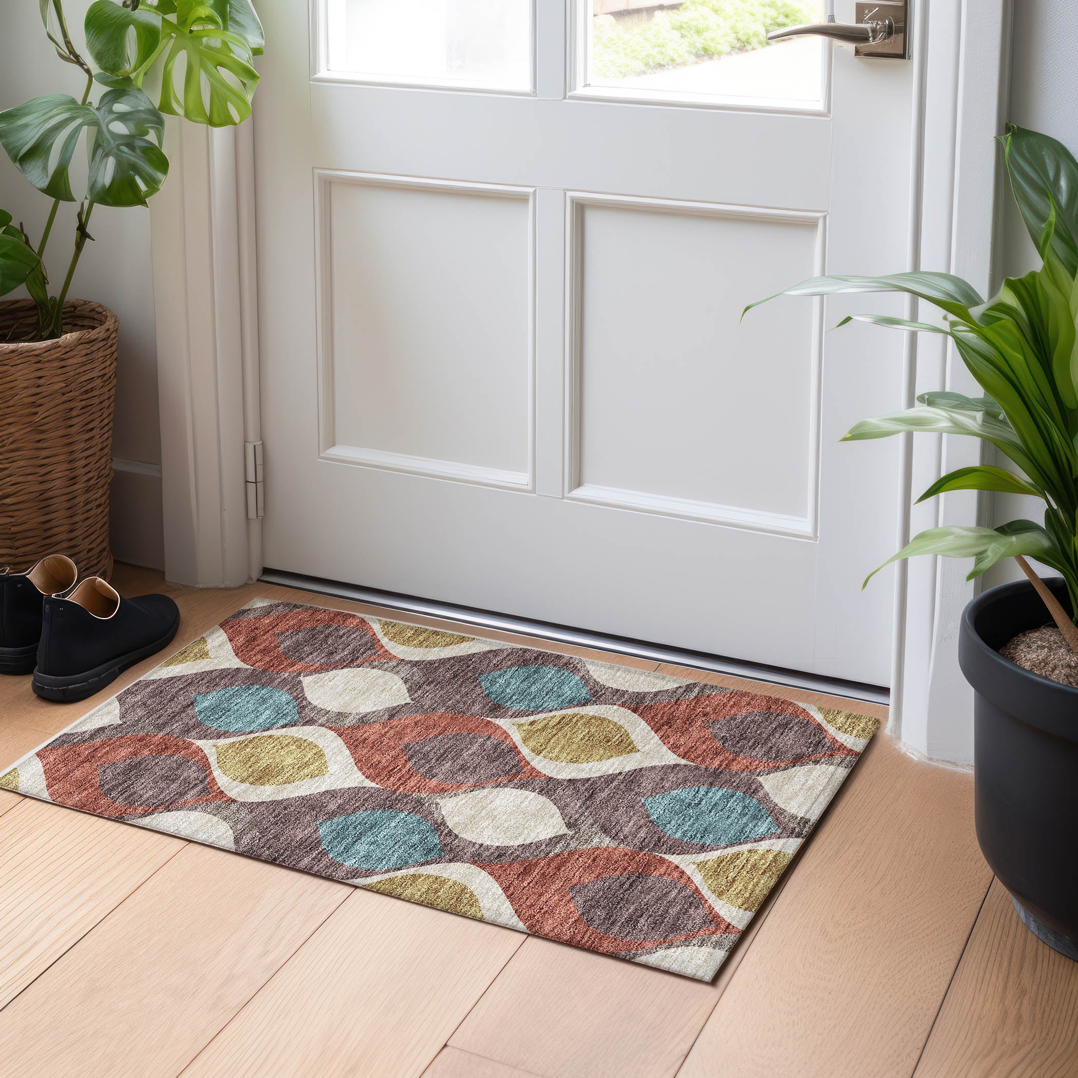 Tbilisi Machine Washable Transitional Brown Rug 1'8" x 2'6" #shape_Rectangle