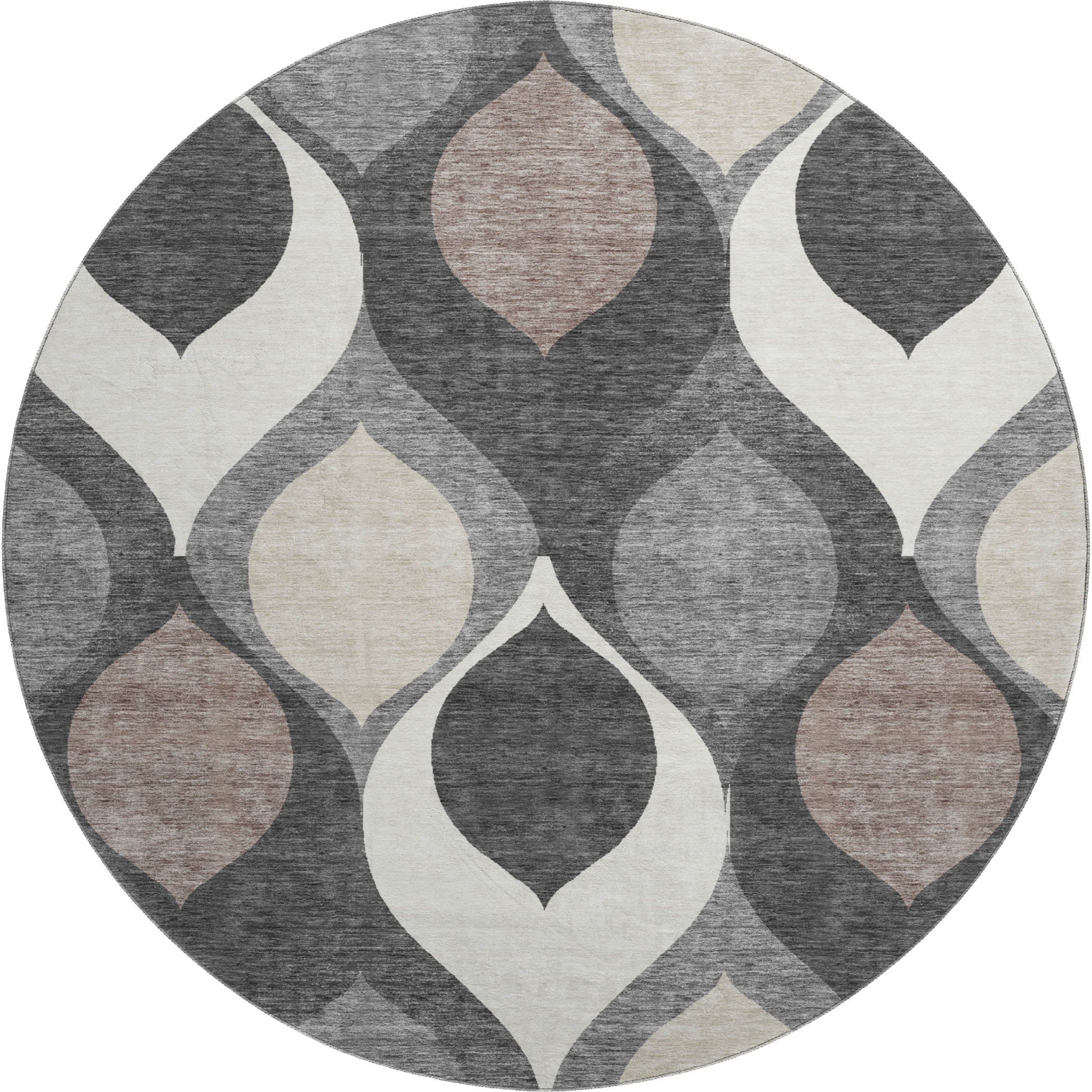 Tbilisi Machine Washable Transitional Gray Rug 8' x 8' #shape_Round