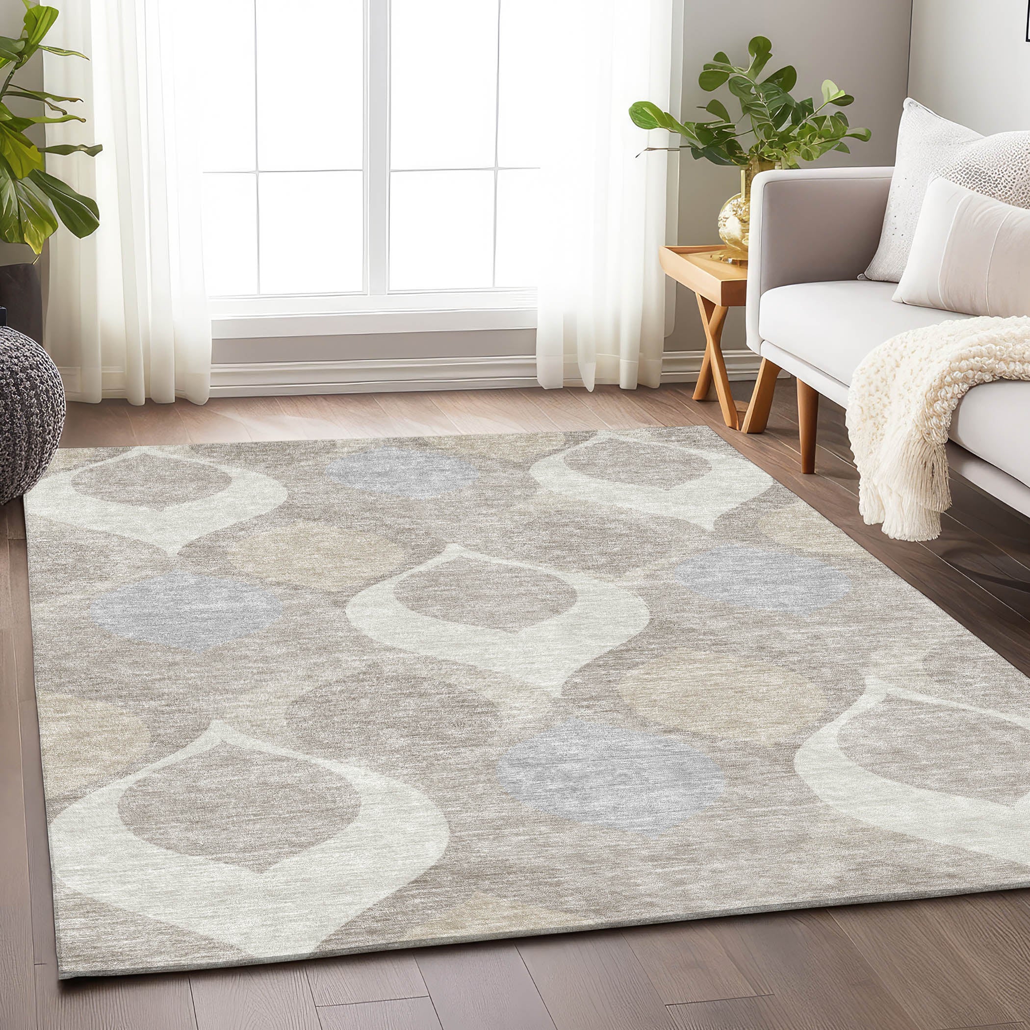 Tbilisi Machine Washable Transitional Ivory Rug 2'6" x 3'10" #shape_Rectangle