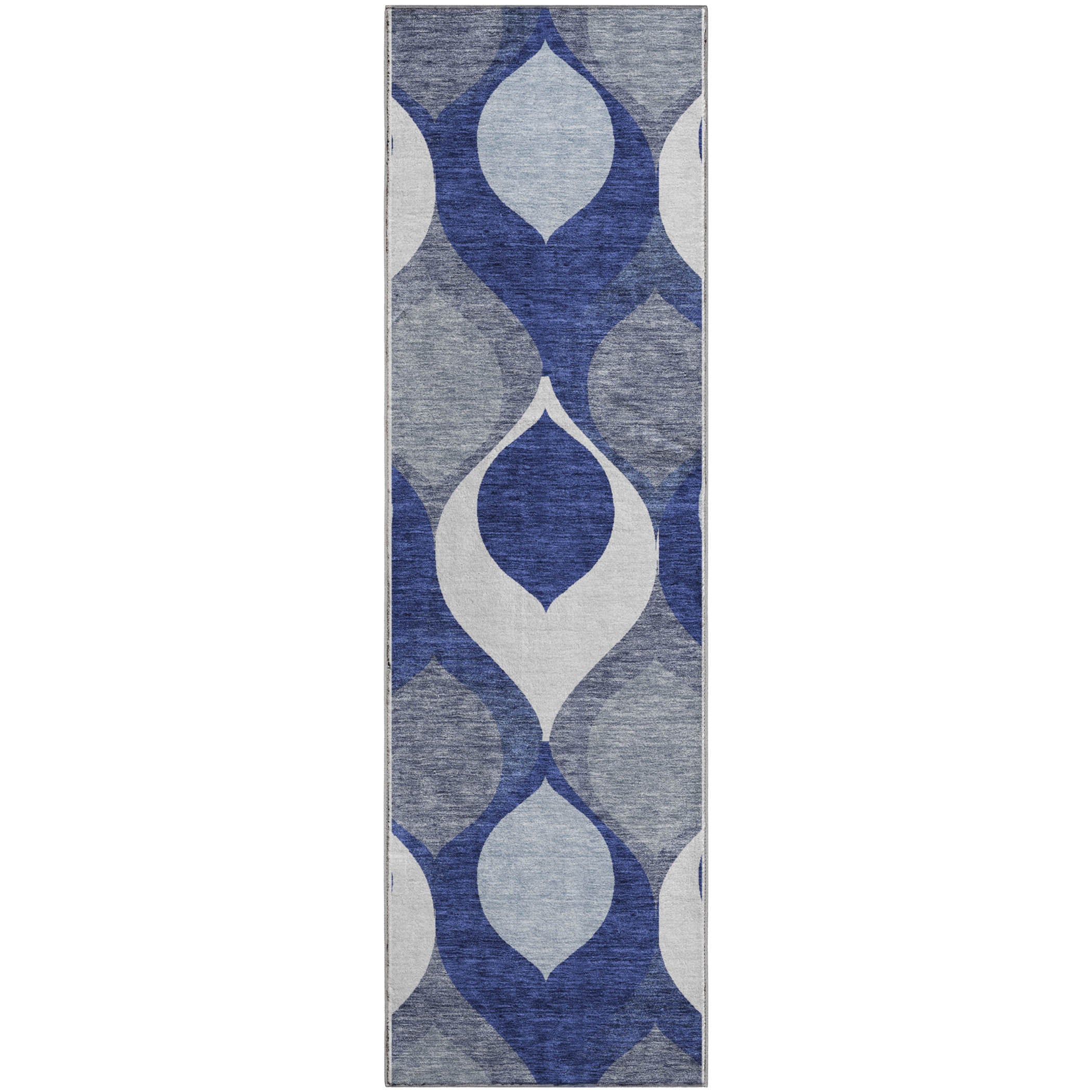 Tbilisi Machine Washable Transitional Navy Blue Rug 2'3" x 7'6" #shape_Runner