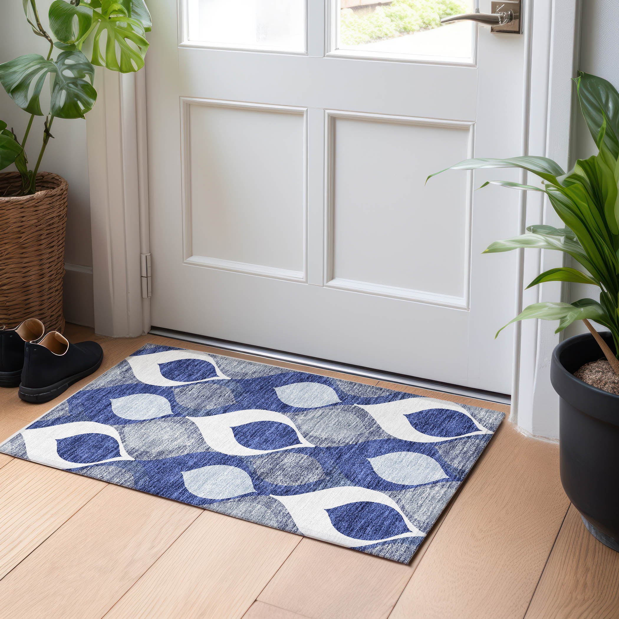 Tbilisi Machine Washable Transitional Navy Blue Rug 1'8" x 2'6" #shape_Rectangle