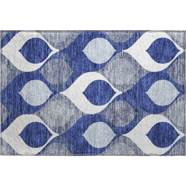 Tbilisi Machine Washable Transitional Navy Blue Rug 1'8" x 2'6"