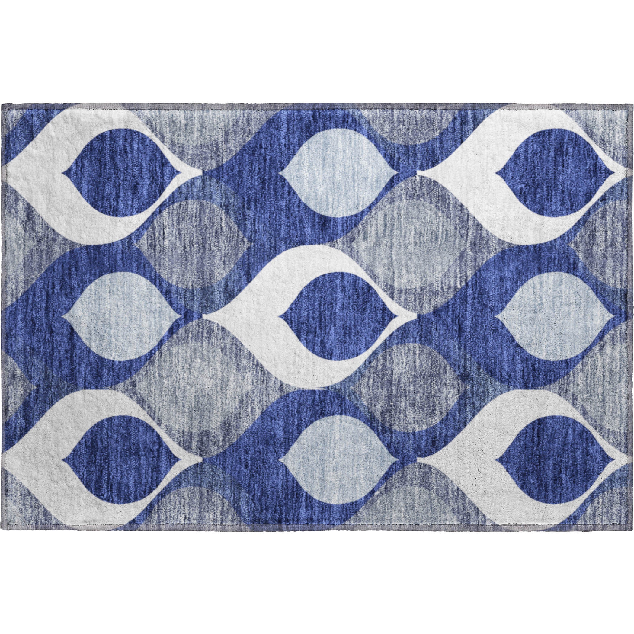 Tbilisi Machine Washable Transitional Navy Blue Rug 1'8" x 2'6" #shape_Rectangle
