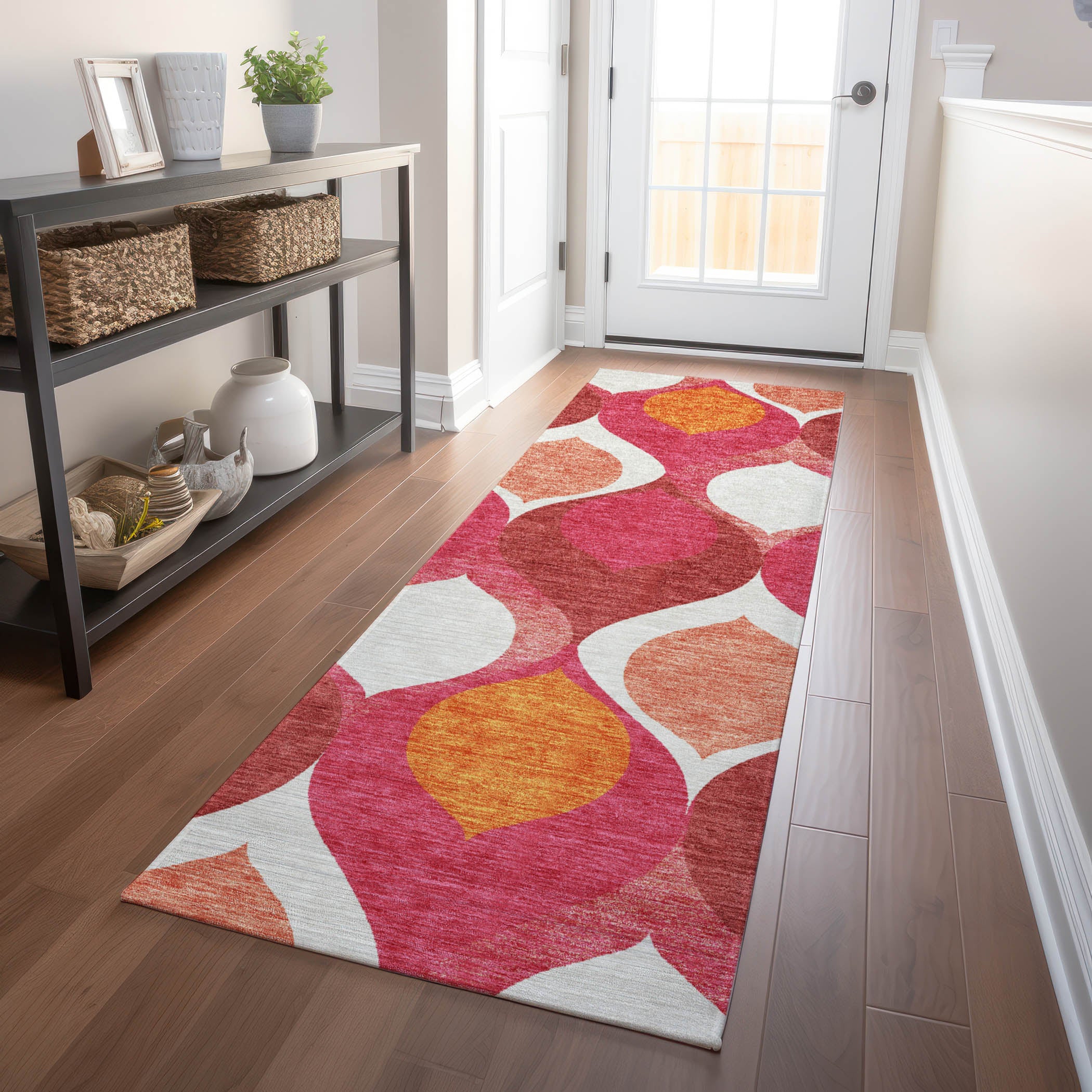 Tbilisi Machine Washable Transitional Pink Rug 2'3" x 7'6" #shape_Runner