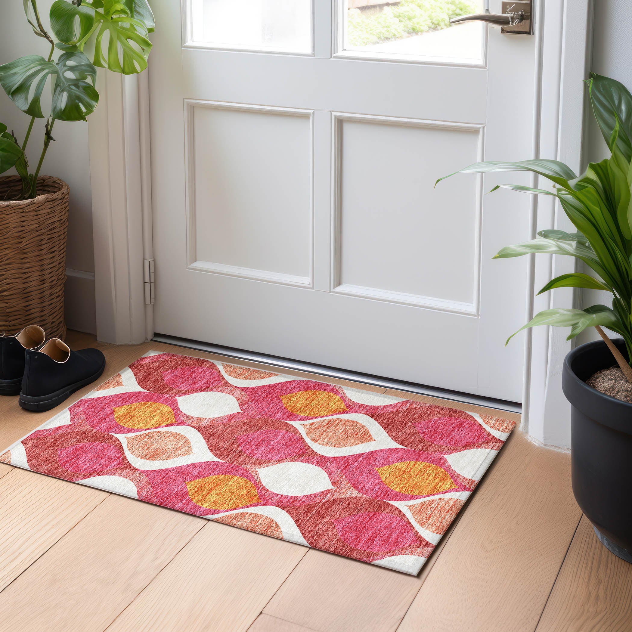 Tbilisi Machine Washable Transitional Pink Rug 1'8" x 2'6" #shape_Rectangle
