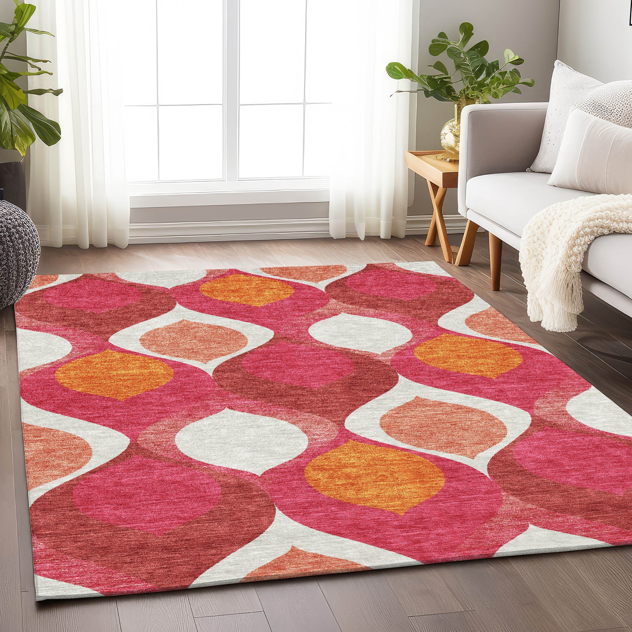 Tbilisi Machine Washable Transitional Pink Rug 2'6" x 3'10" #shape_Rectangle