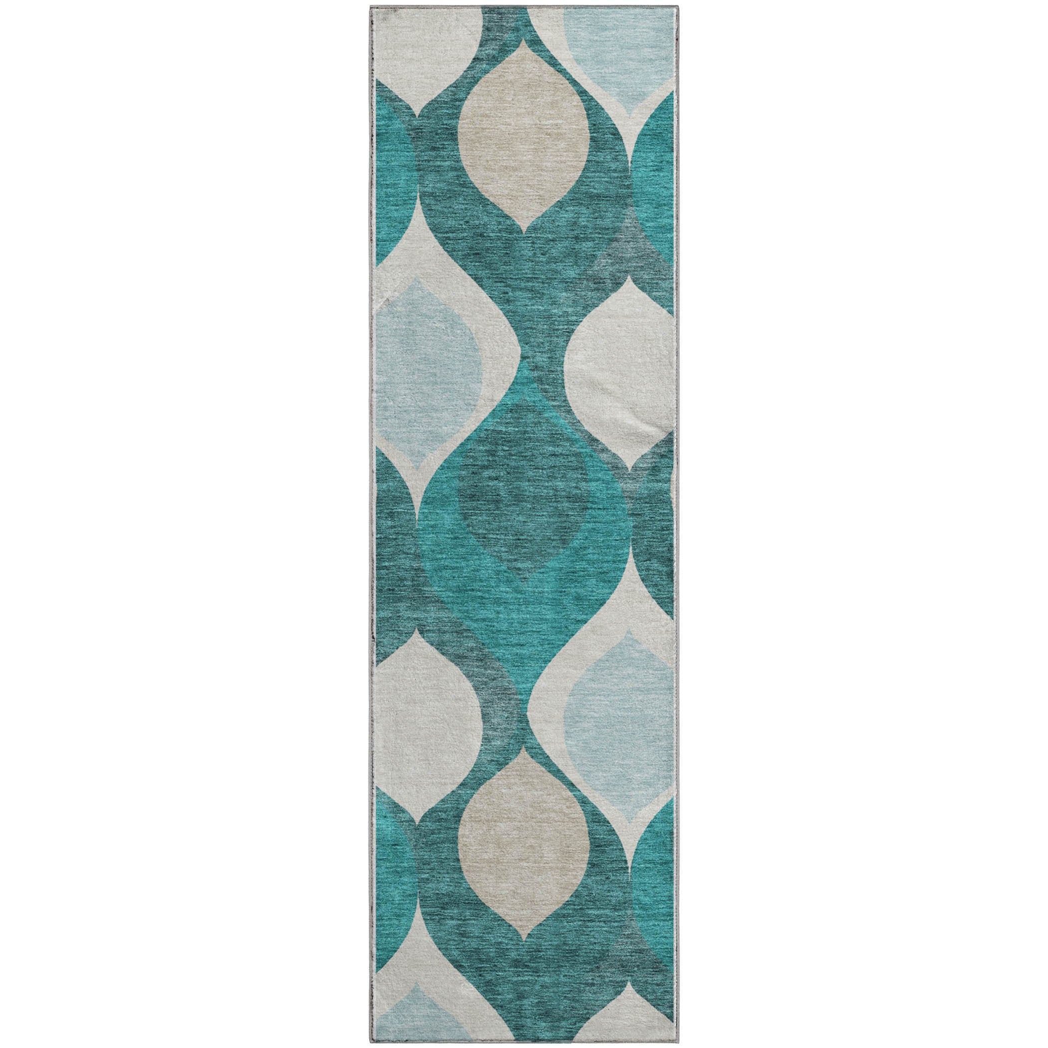 Tbilisi Machine Washable Transitional Teal Rug 2'3" x 7'6" #shape_Runner