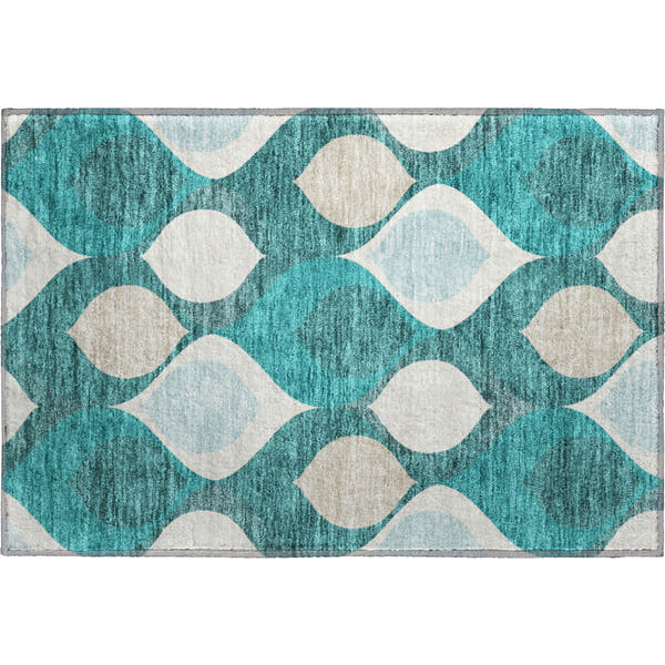 Tbilisi Machine Washable Transitional Teal Rug 1'8" x 2'6"