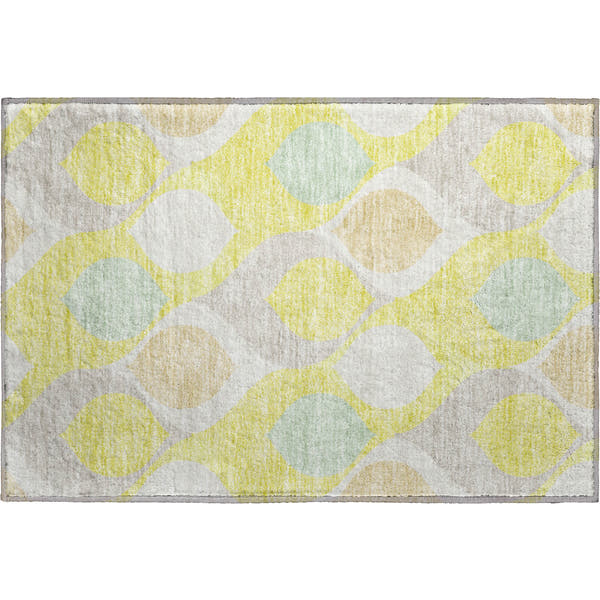 Tbilisi Machine Washable Transitional Yellow Gold Rug 1'8" x 2'6"
