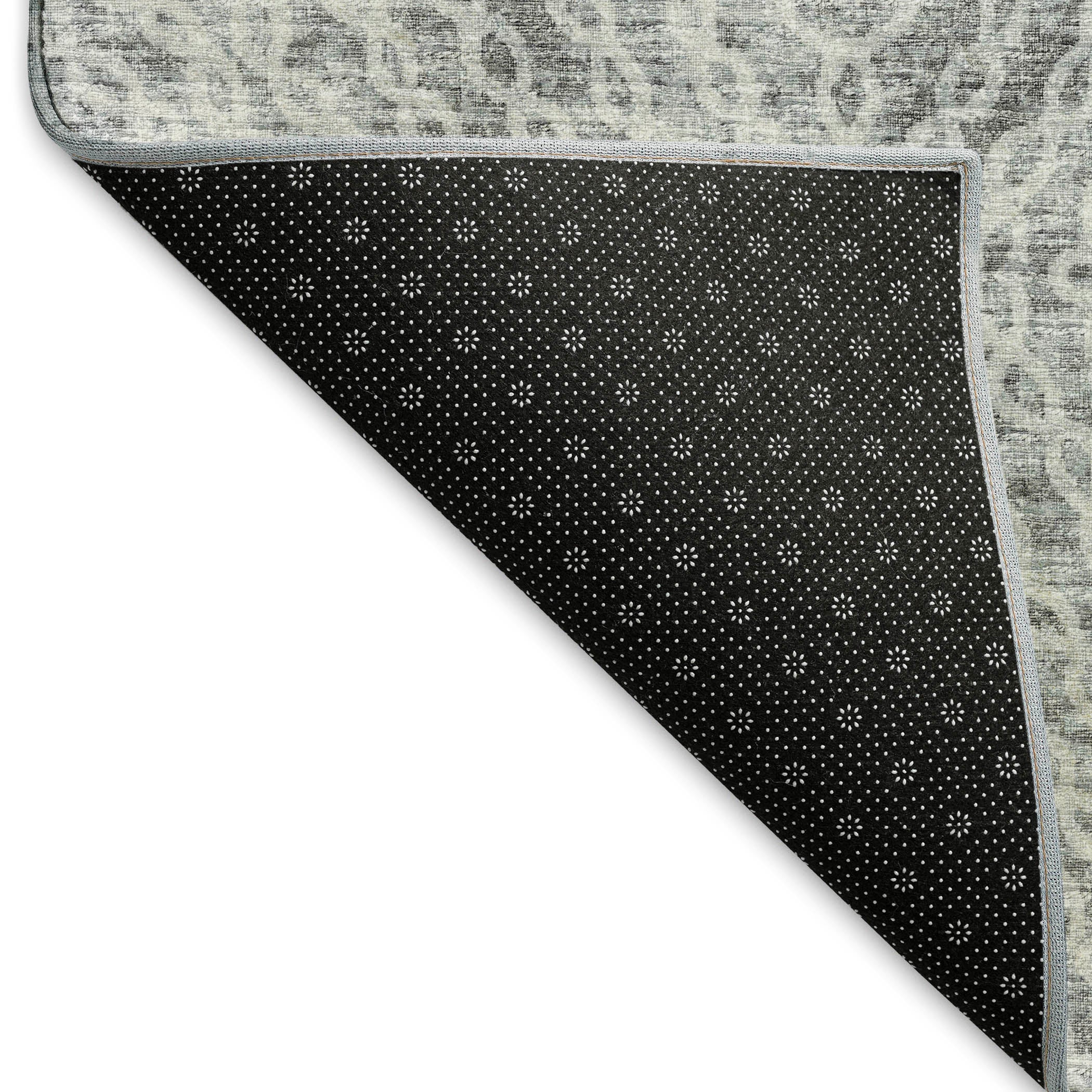 Antigua Machine Washable Transitional Ash Gray Rug 1'8" x 2'6" #shape_Rectangle