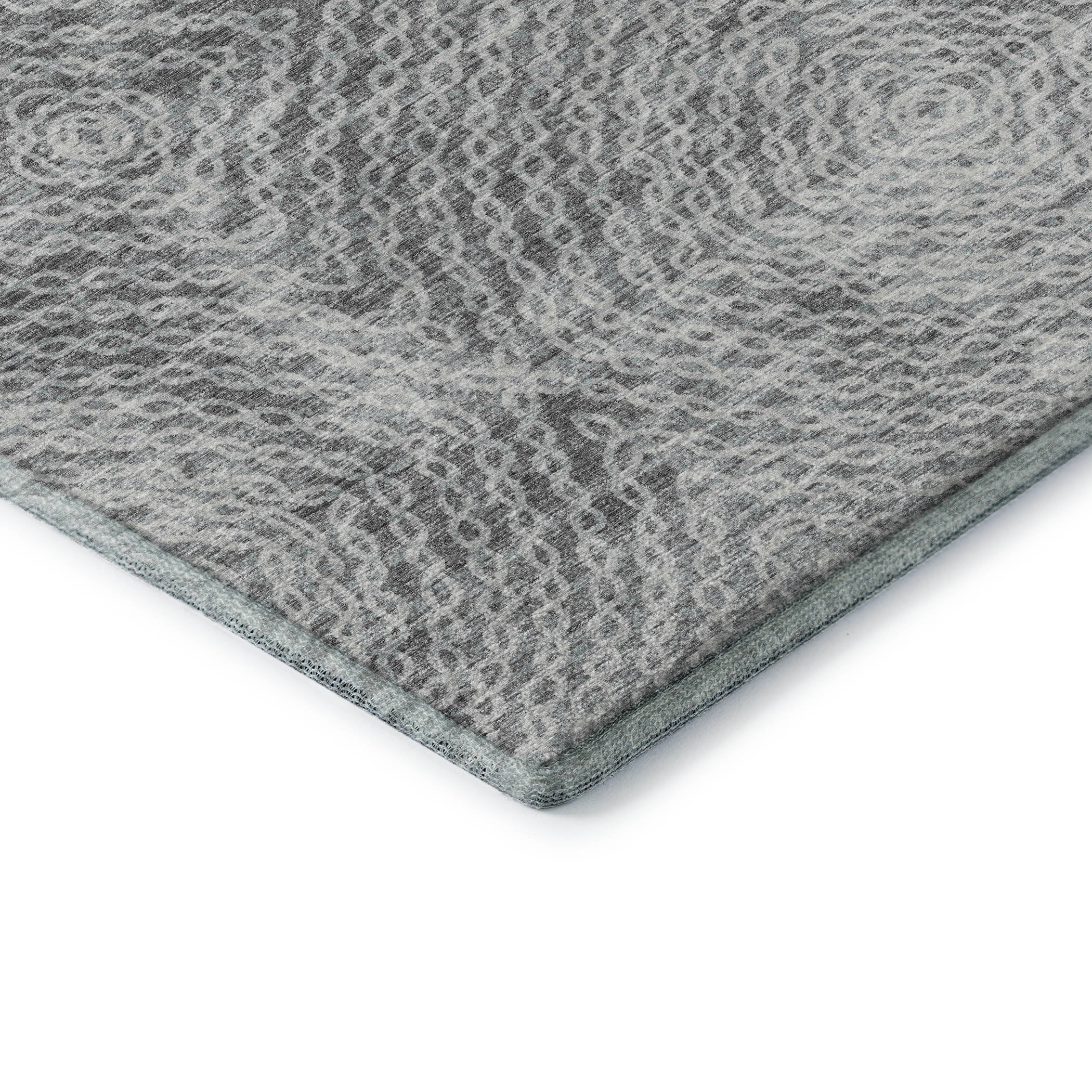 Antigua Machine Washable Transitional Ash Gray Rug 1'8" x 2'6" #shape_Rectangle