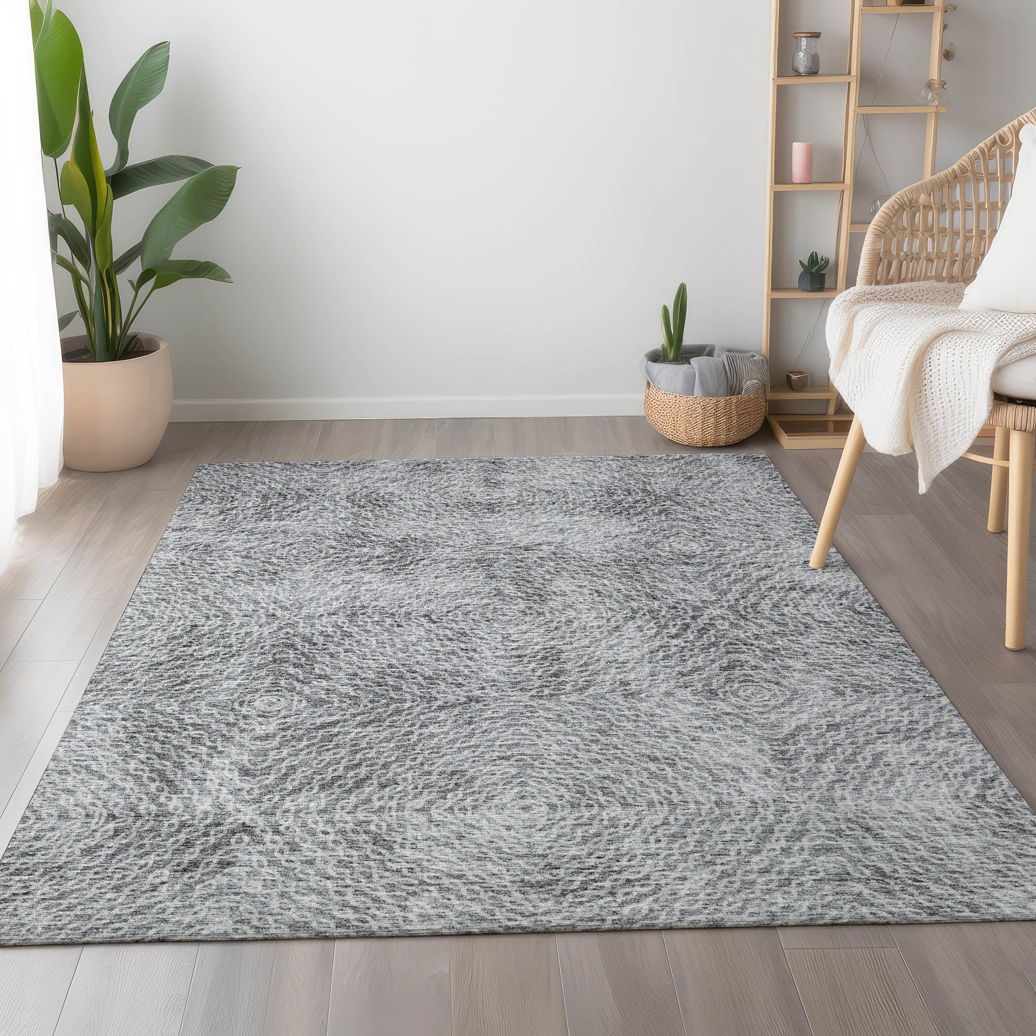Antigua Machine Washable Transitional Ash Gray Rug 2'6" x 3'10" #shape_Rectangle