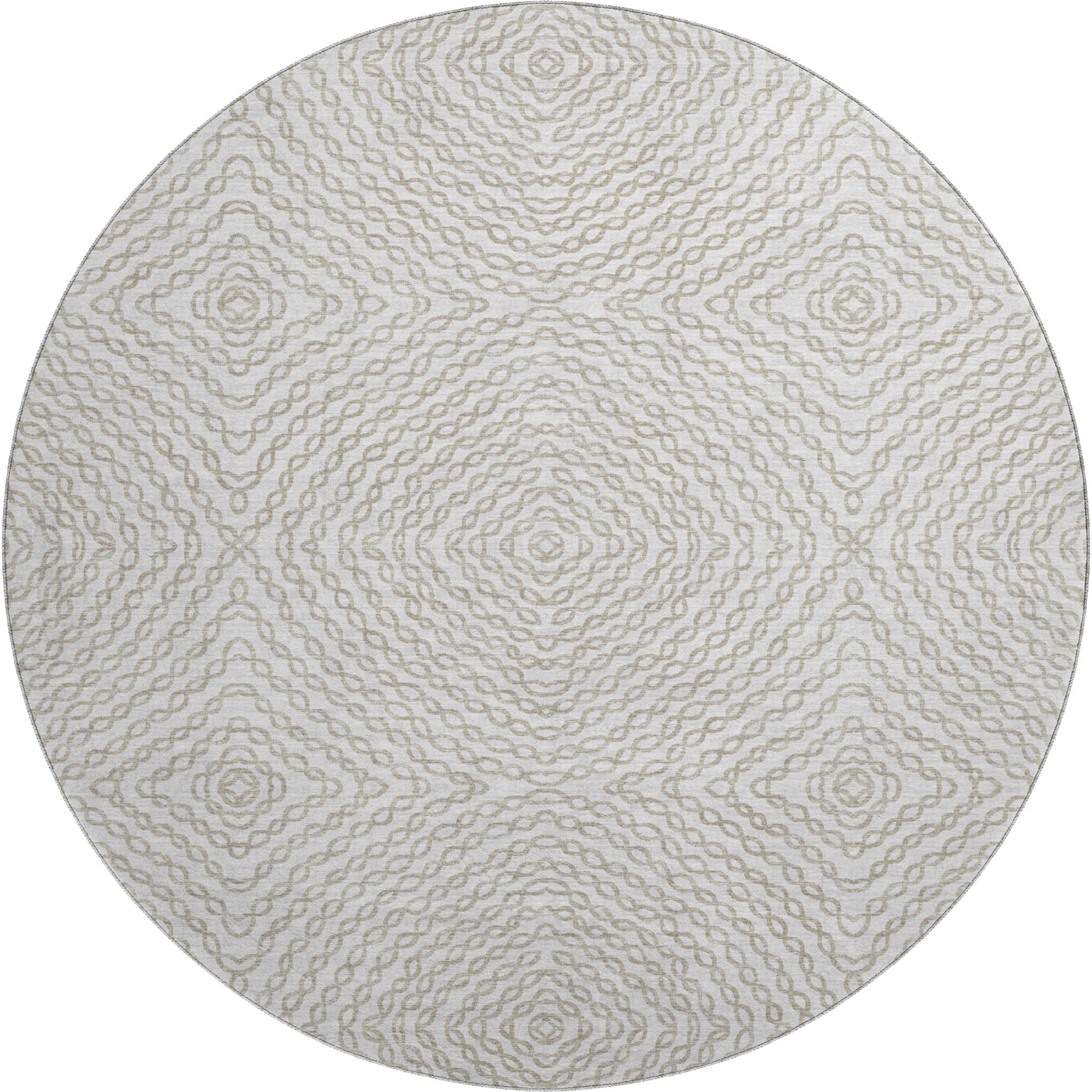 Antigua Machine Washable Transitional Linen Neutral Rug 8' x 8' #shape_Round